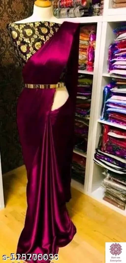 JULEE Georgette Embellished Saree With Unstitched Blouse Piece ( Rani ) JULEE Georgette Embellished Saree With Unstitched Blouse Piece ( Rani )