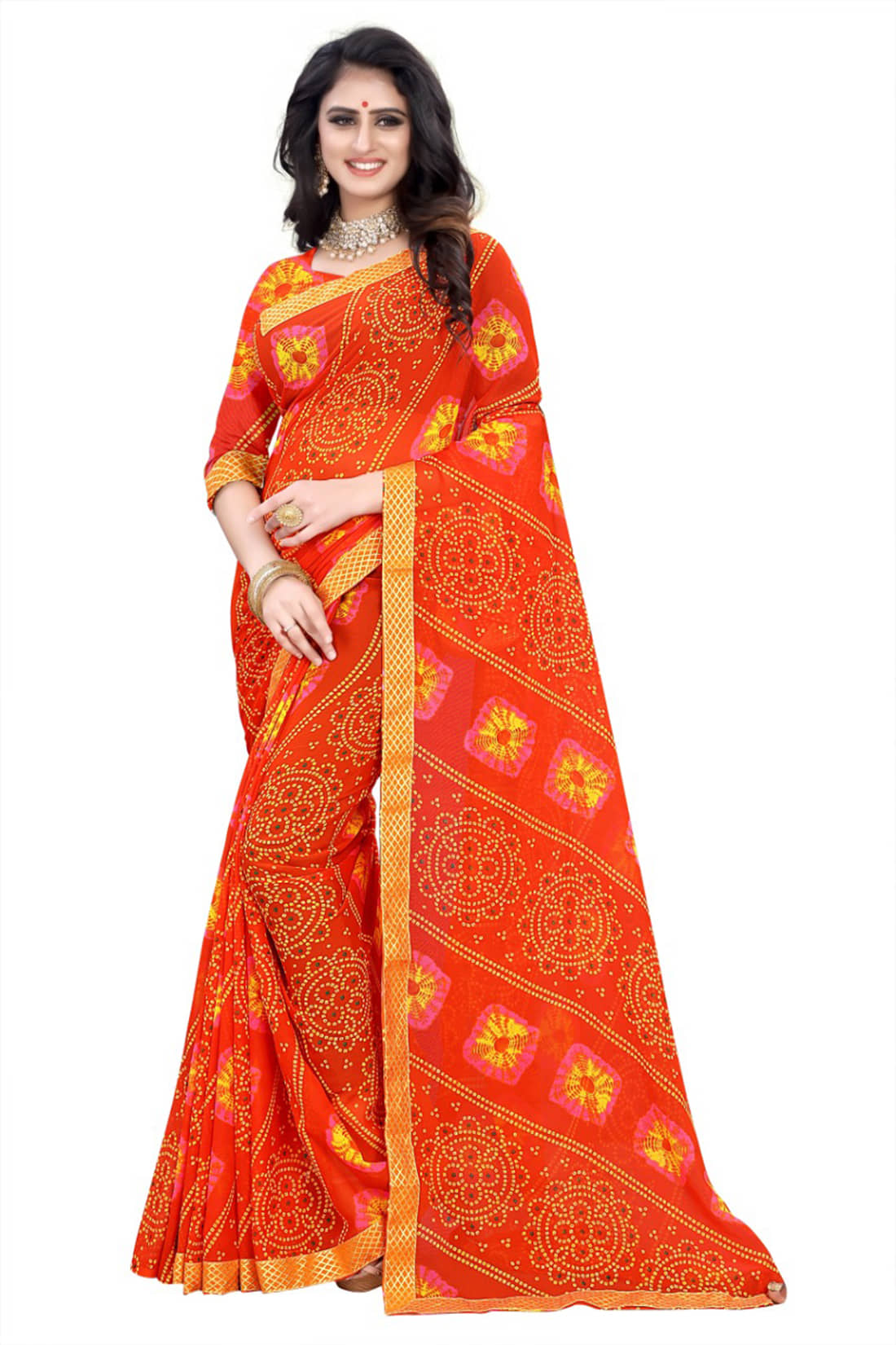 Kanooda Prints Georgette Printed Saree With Unstitched Blouse Piece ( Blue ) - Sarees | Buy online on ZillyBuy