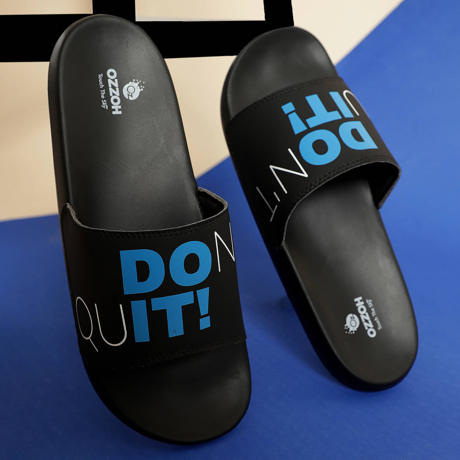     			OZZOH Black Men's Slide Flip Flop