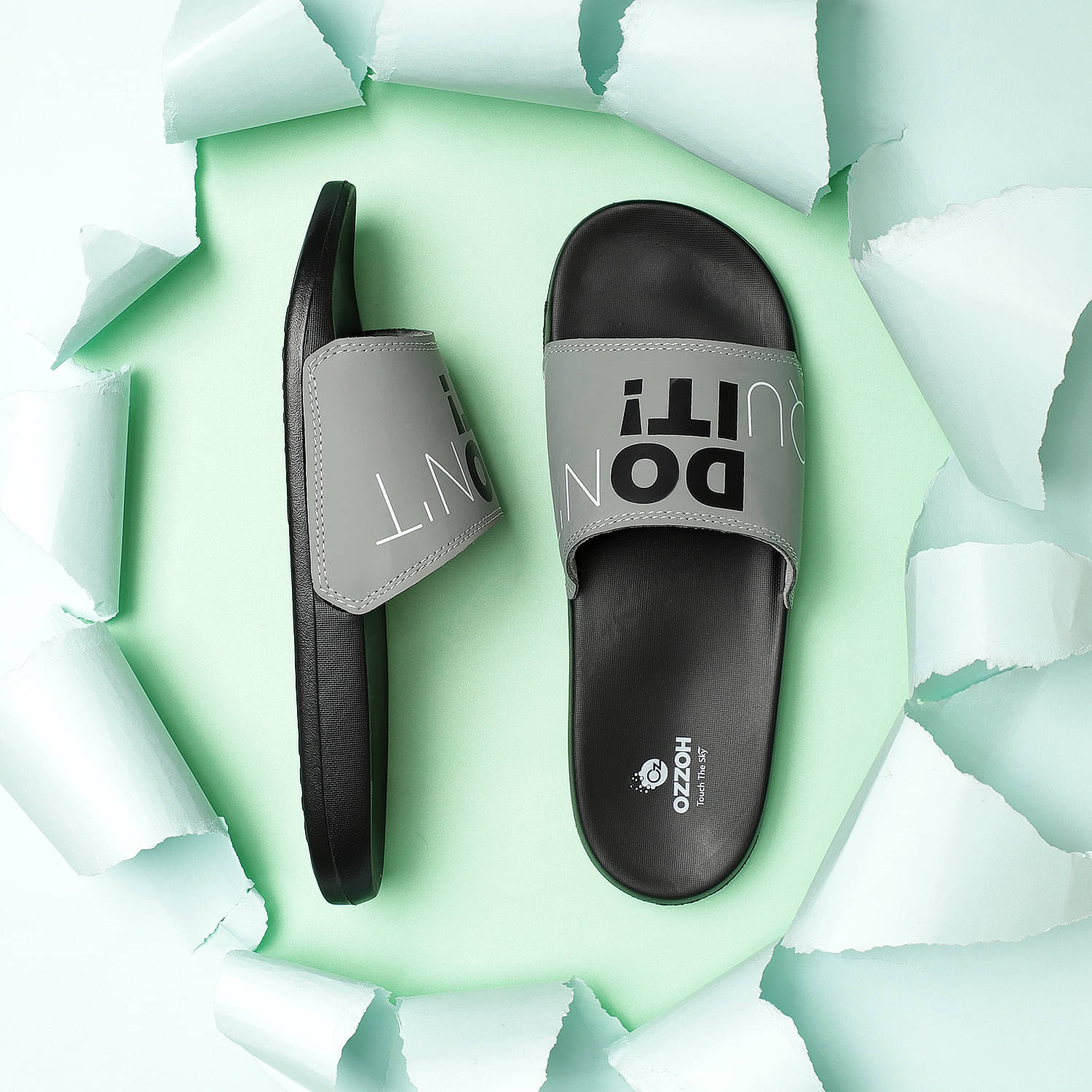     			OZZOH Dark Grey Men's Slide Flip Flop