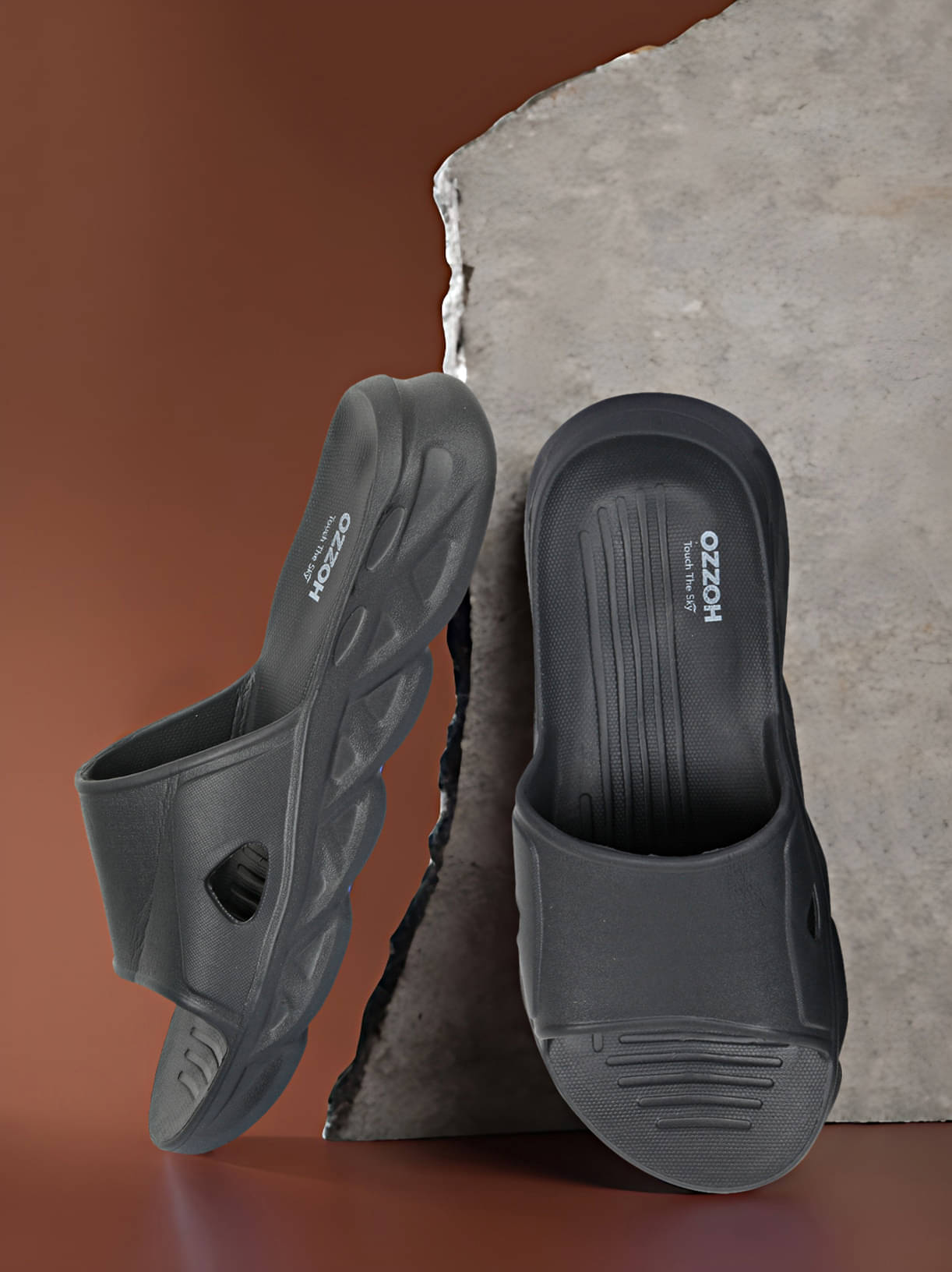     			OZZOH Dark Grey Men's Slide Flip Flop