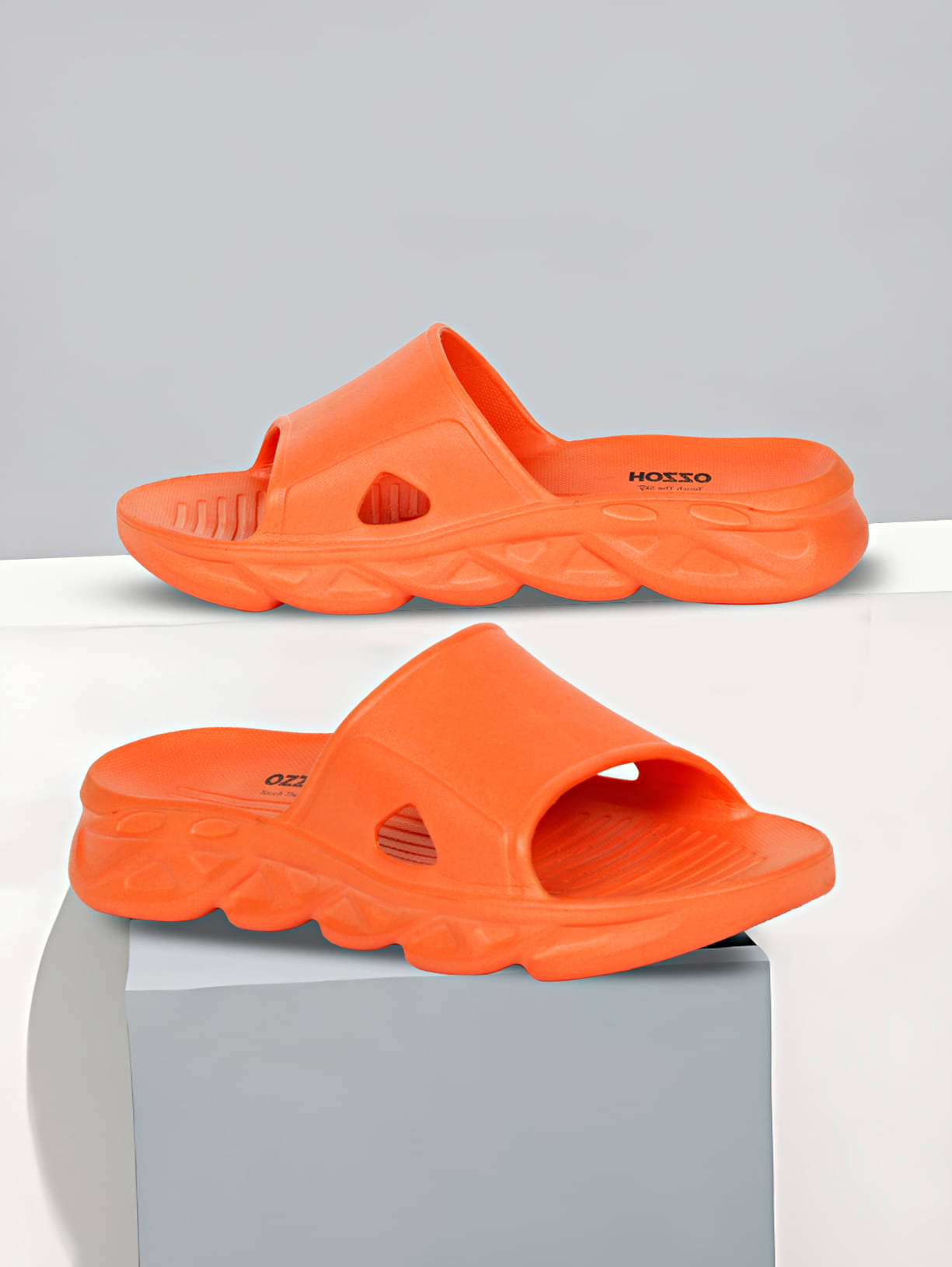     			OZZOH Orange Men's Slide Flip Flop