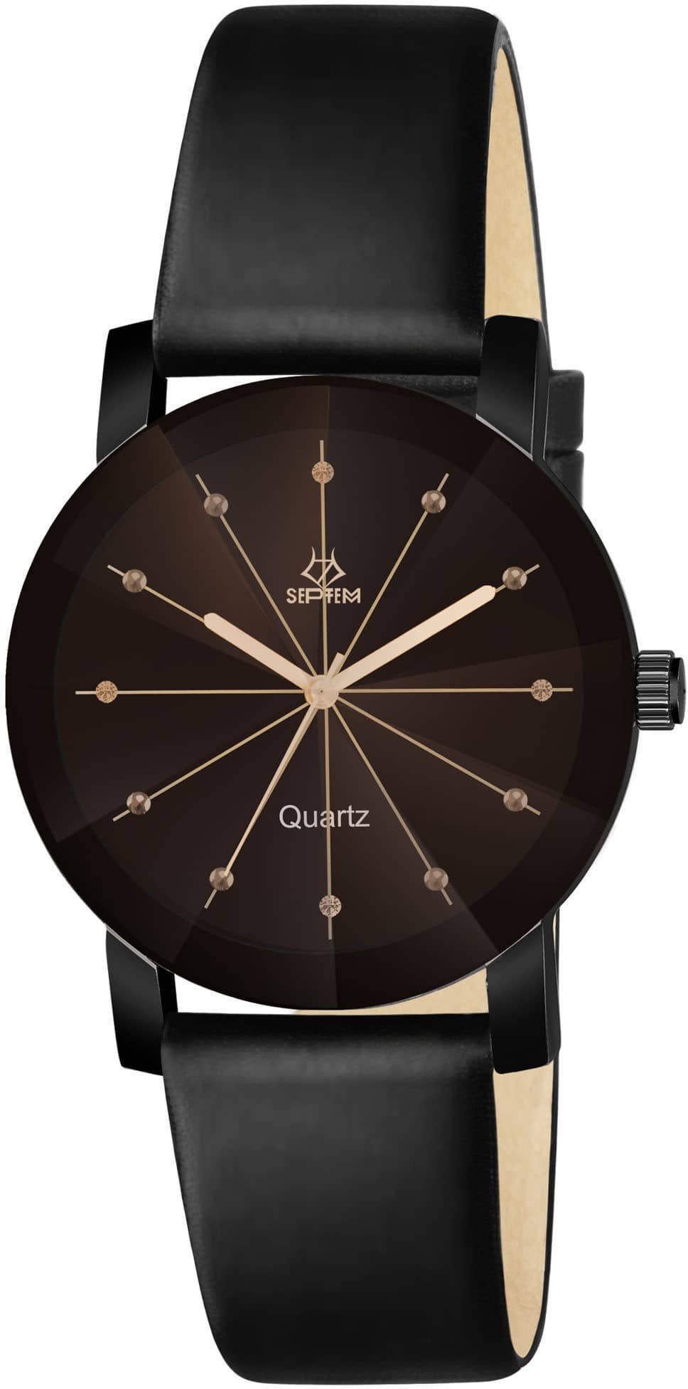 Septem Black Leather Analog Men's Watch