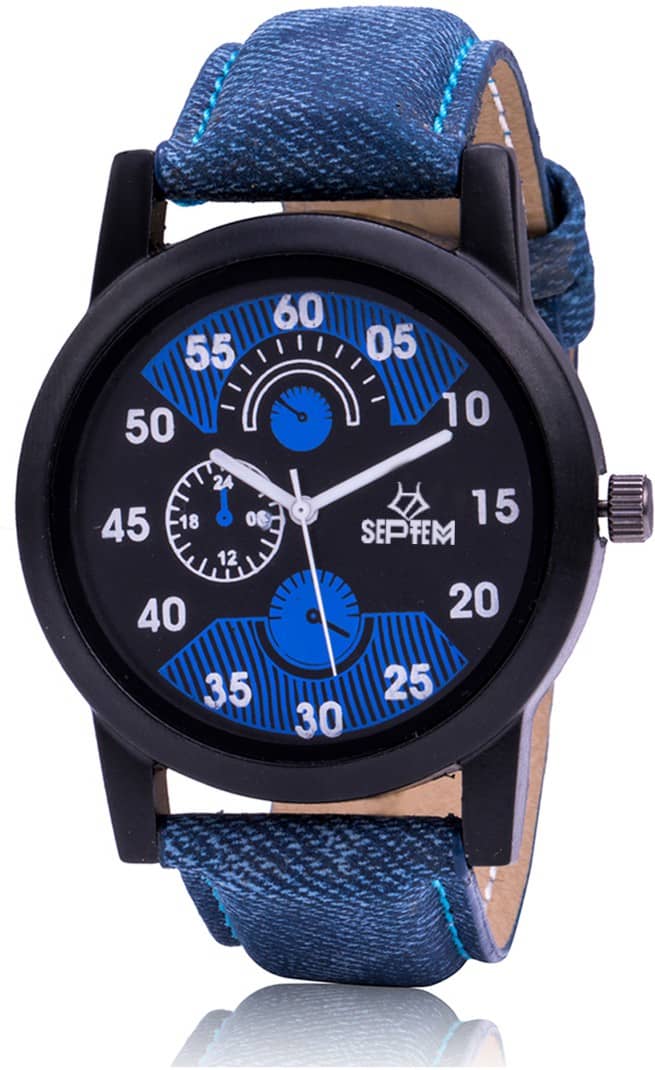 Septem Blue Leather Analog Men's Watch