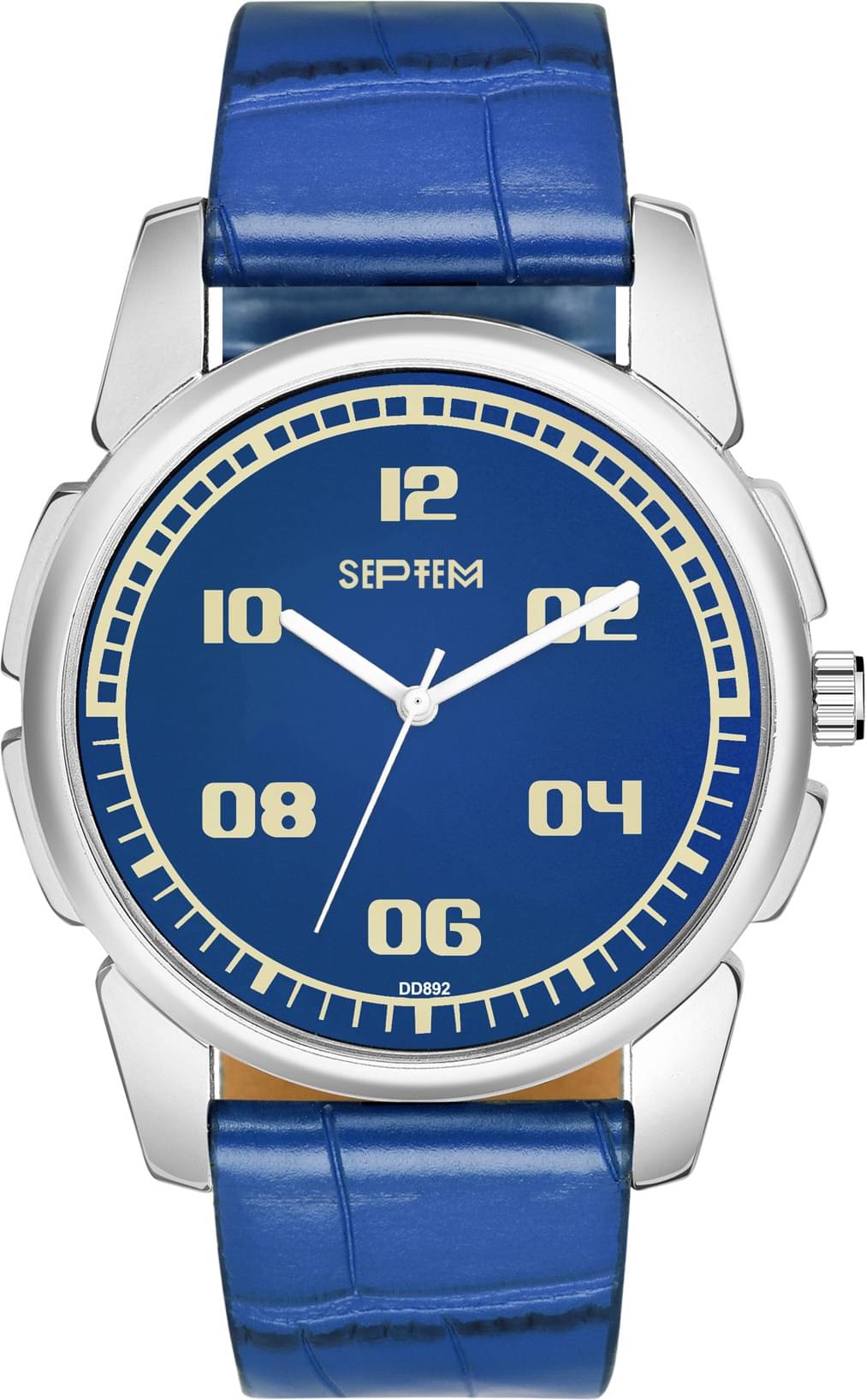     			Septem Blue Leather Analog Men's Watch