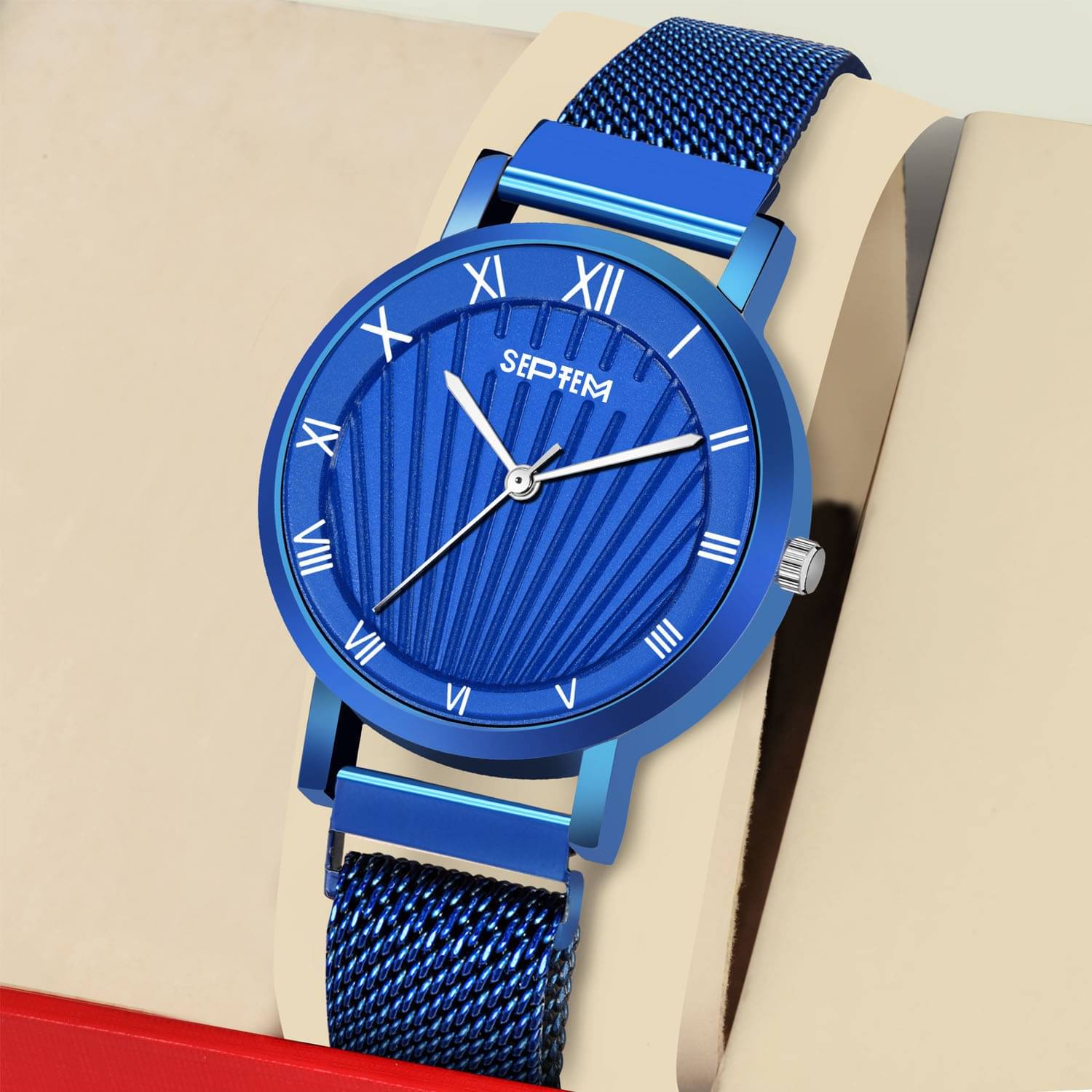     			Septem Blue Metal Analog Men's Watch