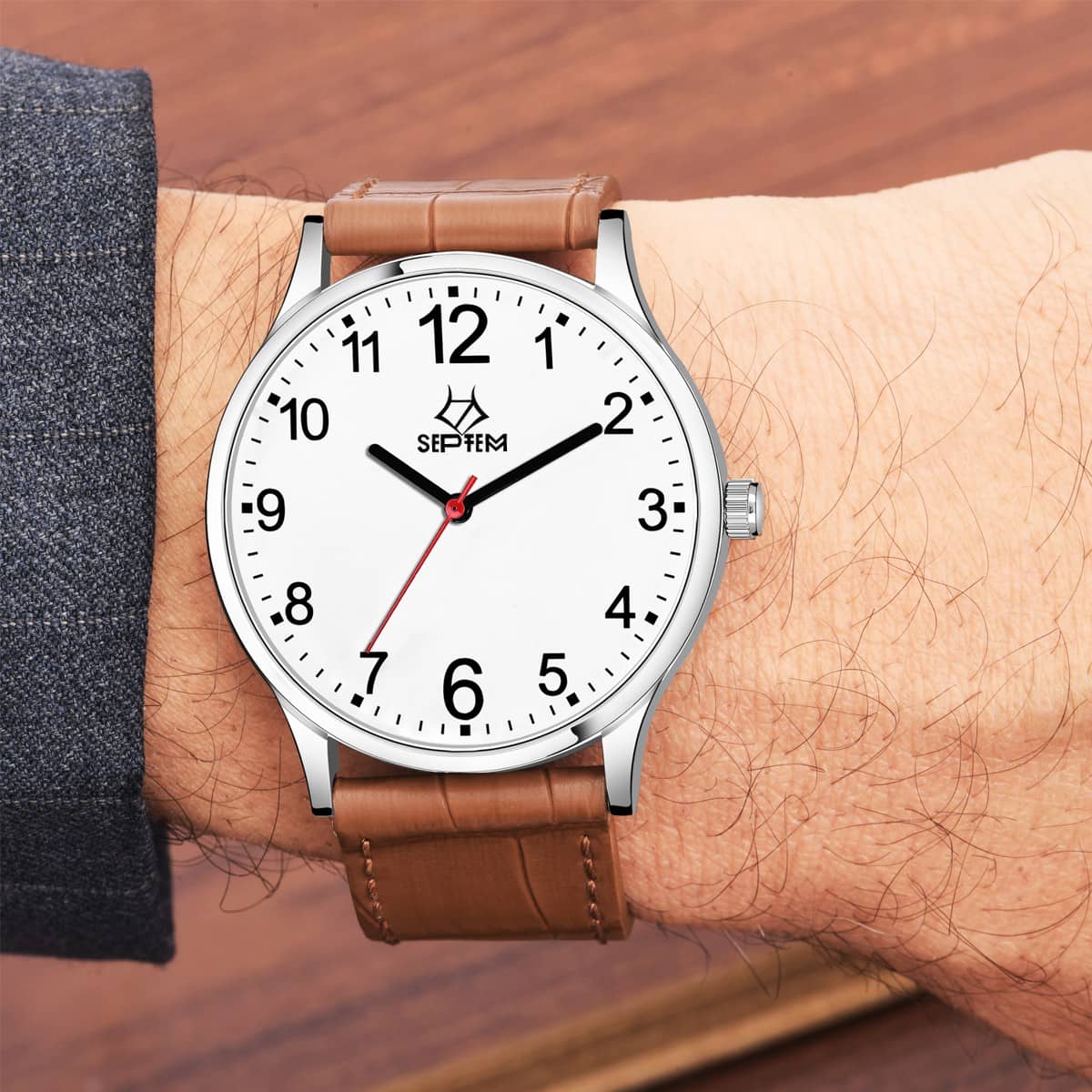 Septem Brown Leather Analog Men's Watch
