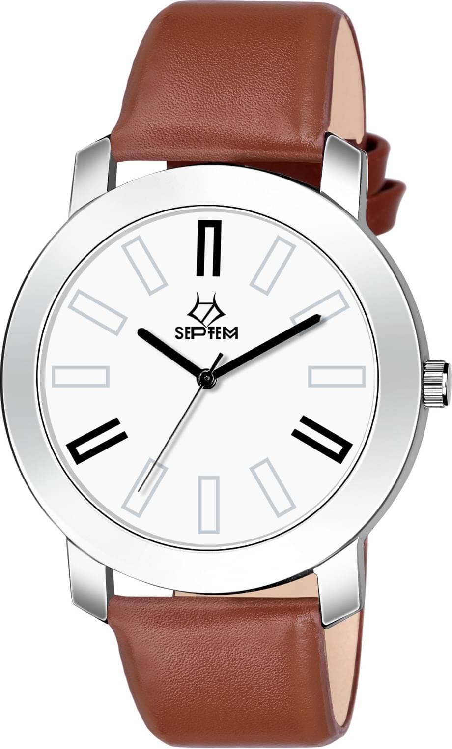     			Septem Brown Leather Analog Men's Watch