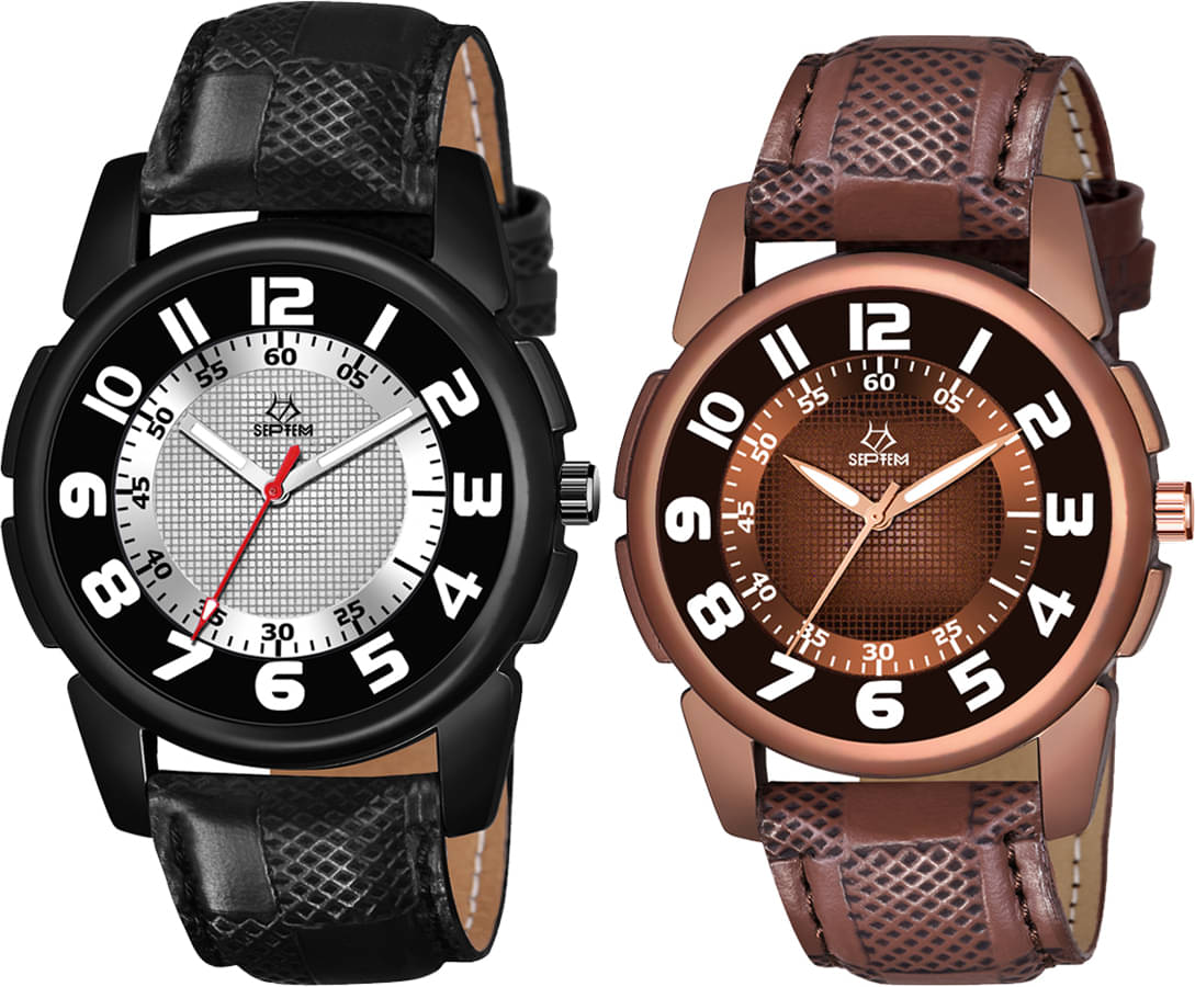     			Septem Multicolor Leather Analog Men's Watch