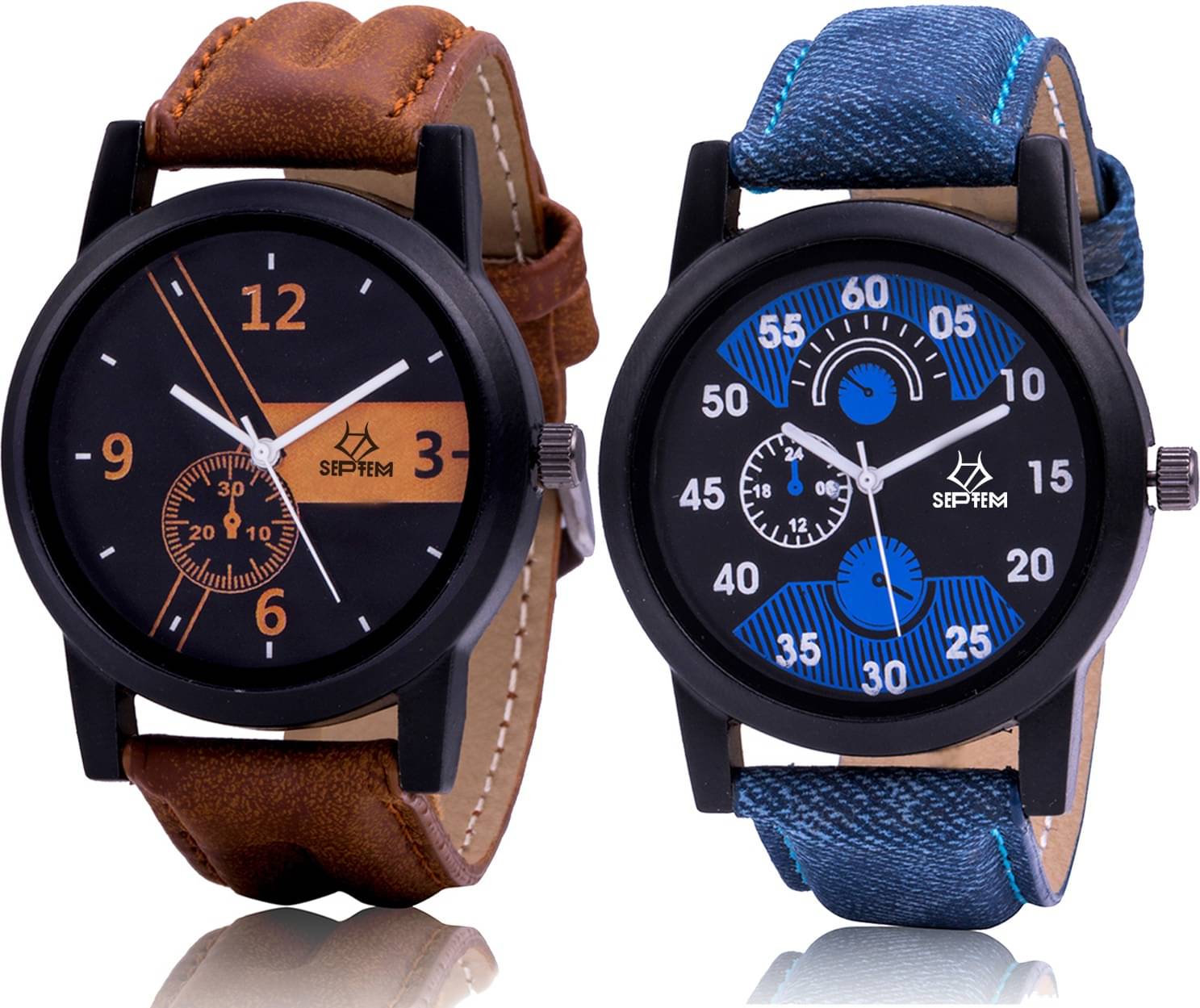     			Septem Multicolor Leather Analog Men's Watch