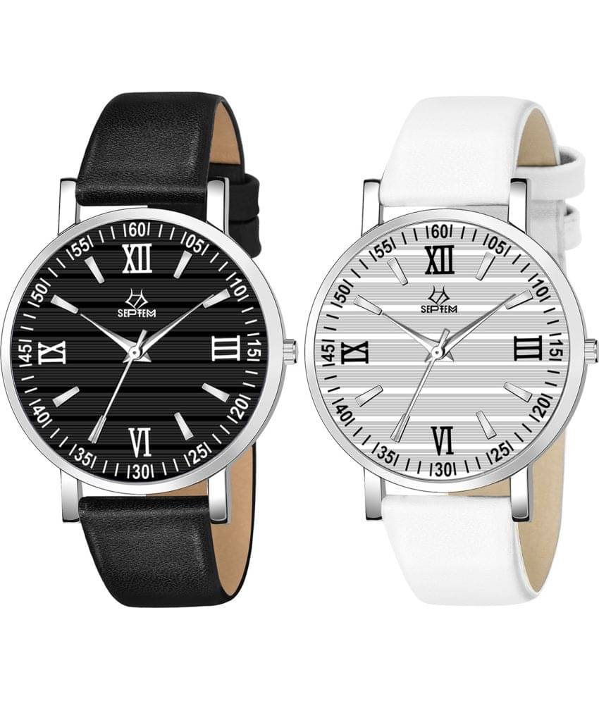     			Septem Multicolor Leather Analog Men's Watch