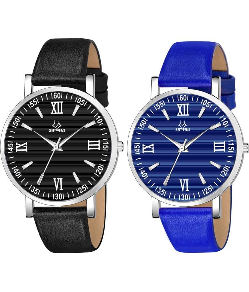     			Septem Multicolor Leather Analog Men's Watch