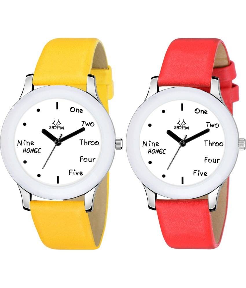     			Septem Multicolor Leather Analog Men's Watch