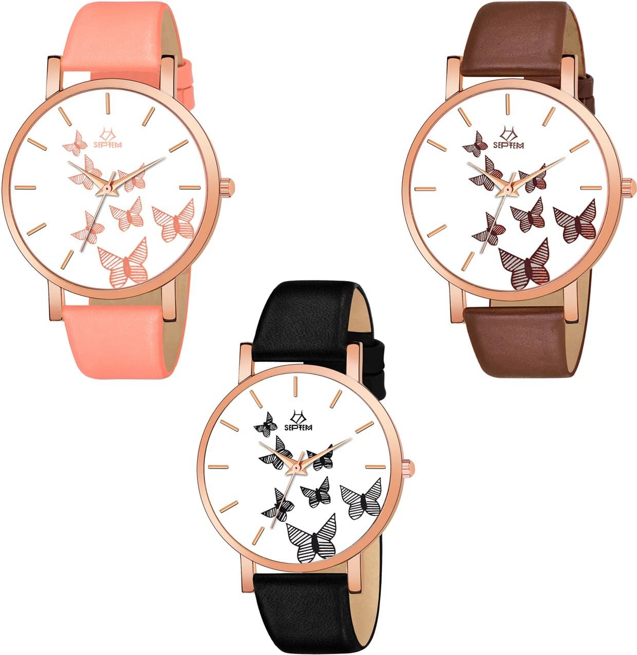     			Septem Multicolor Leather Analog Men's Watch