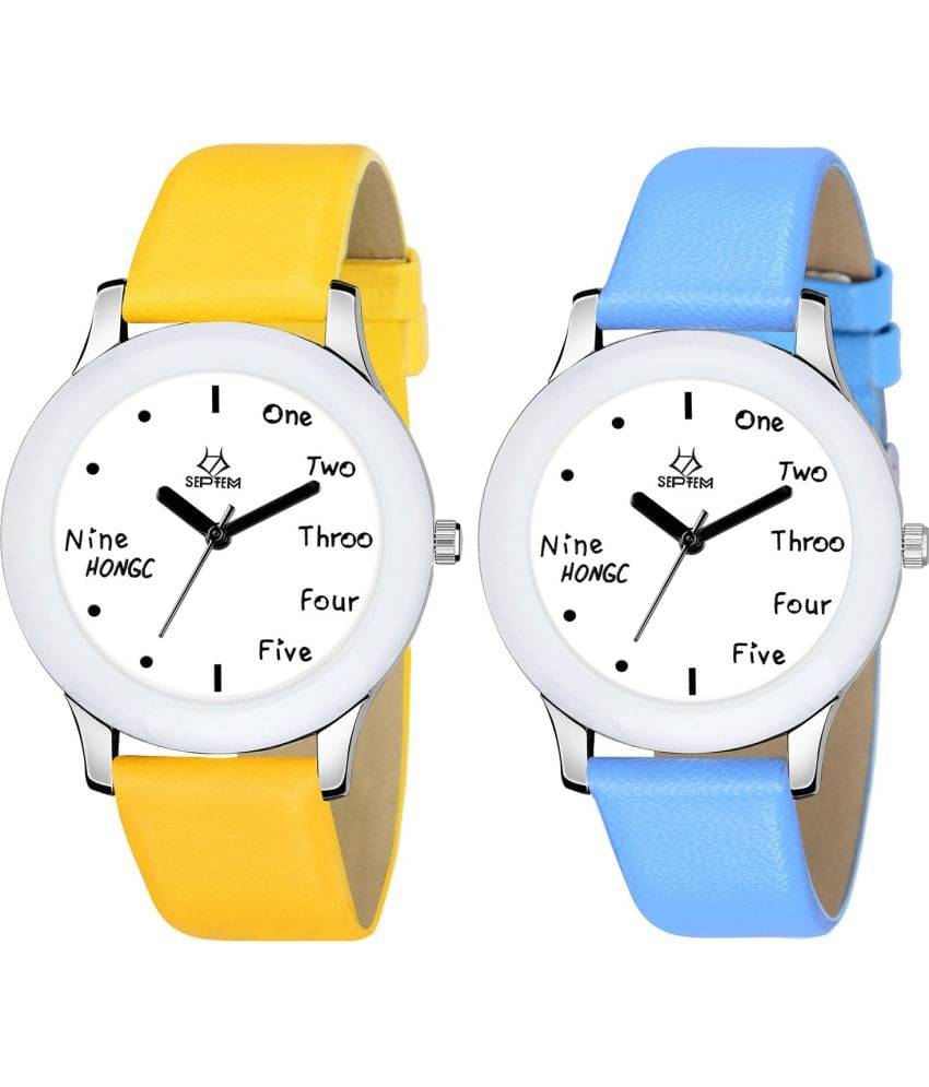     			Septem Multicolor Leather Analog Men's Watch