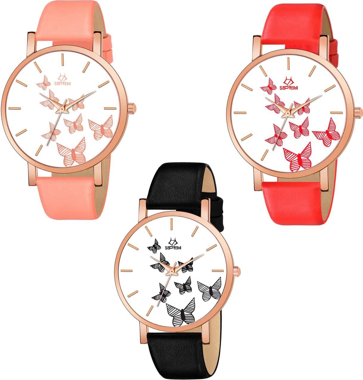     			Septem Multicolor Leather Analog Men's Watch