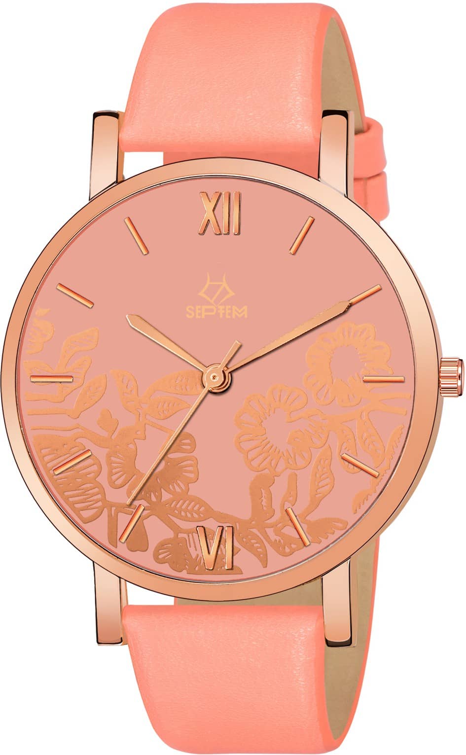 Septem Peach Leather Analog Men's Watch