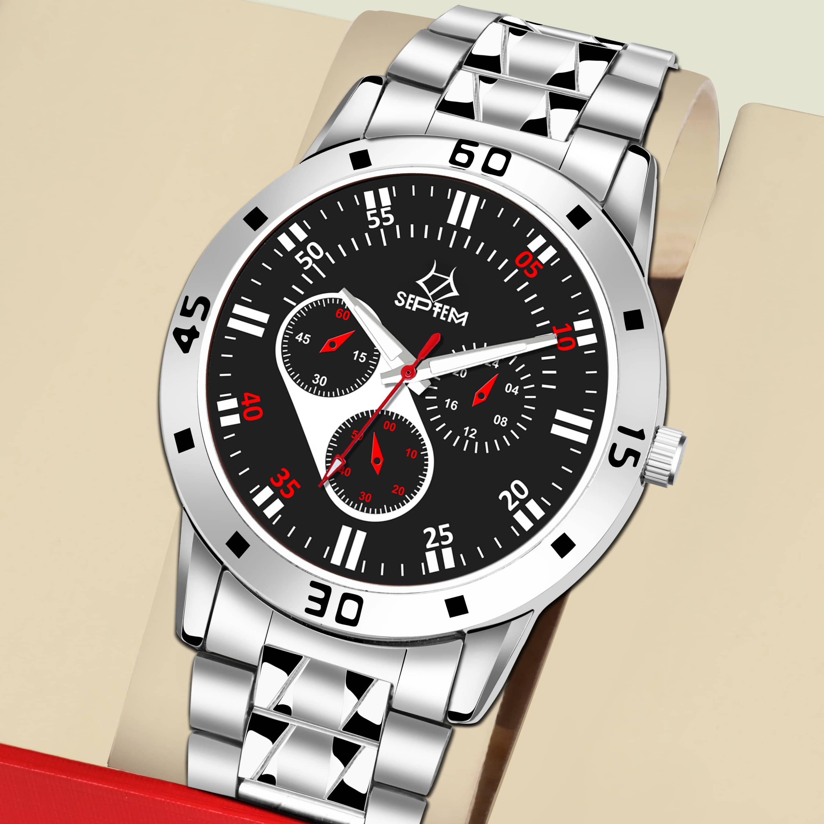 Septem Silver Stainless Steel Analog Men's Watch