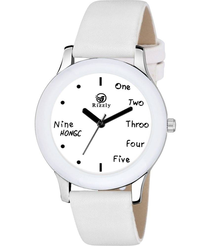     			Septem White Leather Analog Men's Watch