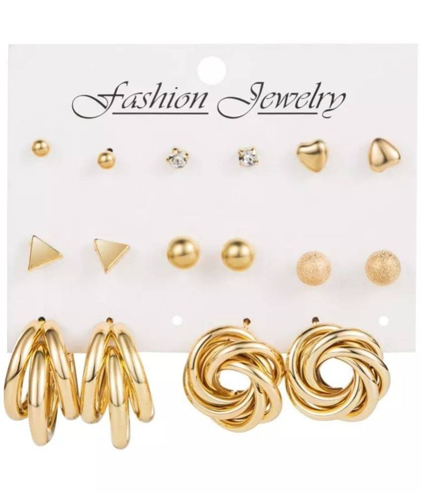     			Thrillz Golden Stud Earrings ( Pack of 8 )