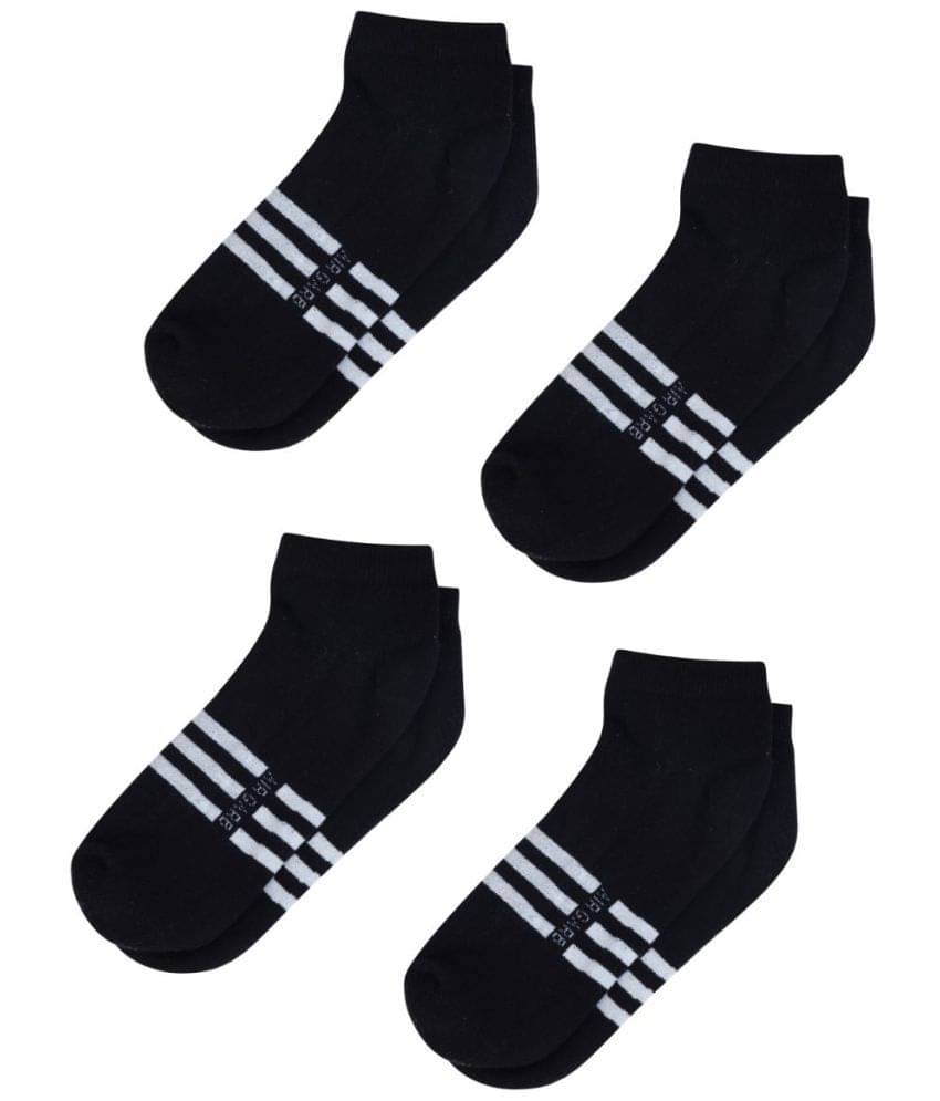 AIR GARB Cotton Men's Striped Black Low Cut Socks ( Pack of 4 ) AIR GARB Cotton Men's Striped Black Low Cut Socks ( Pack of 4 )