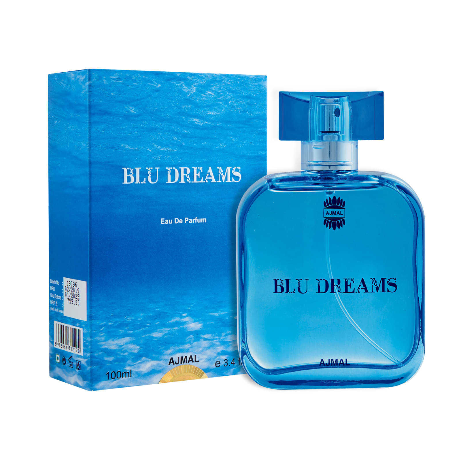     			Ajmal Blu Dreams EDP 100ML Long Lasting Scent Spray Fougere Perfume Gift For Men Pack of 1