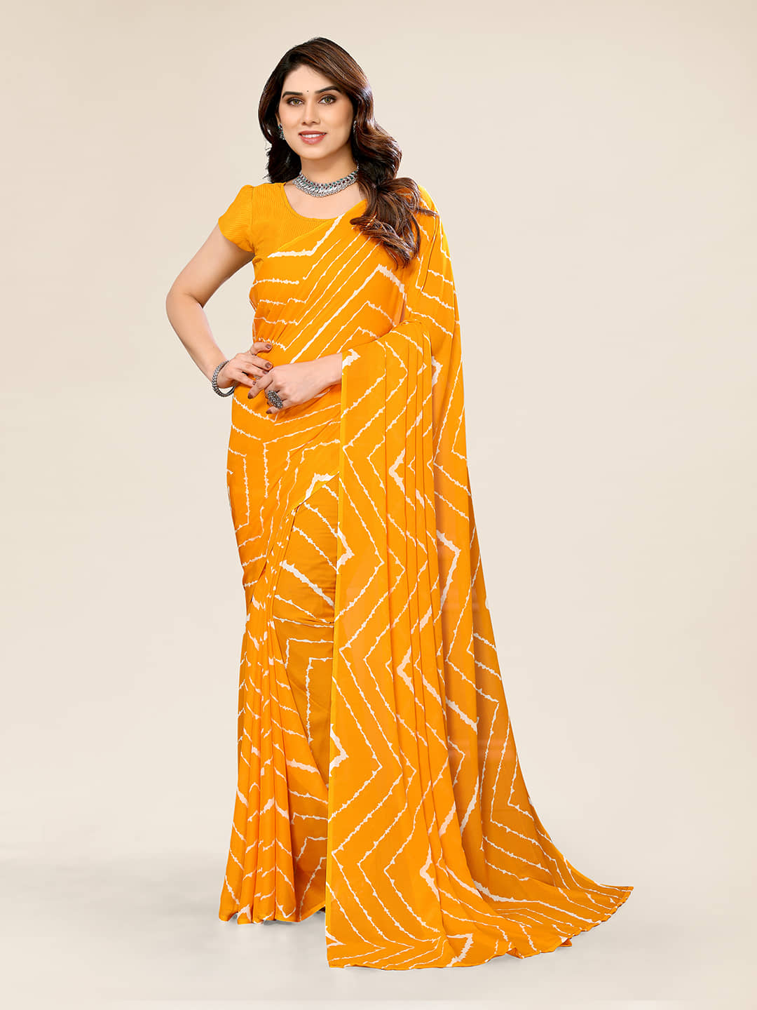 ANAND SAREES Georgette Printed Saree With Unstitched Blouse Piece ( Red ) - Sarees | Buy online on ZillyBuy