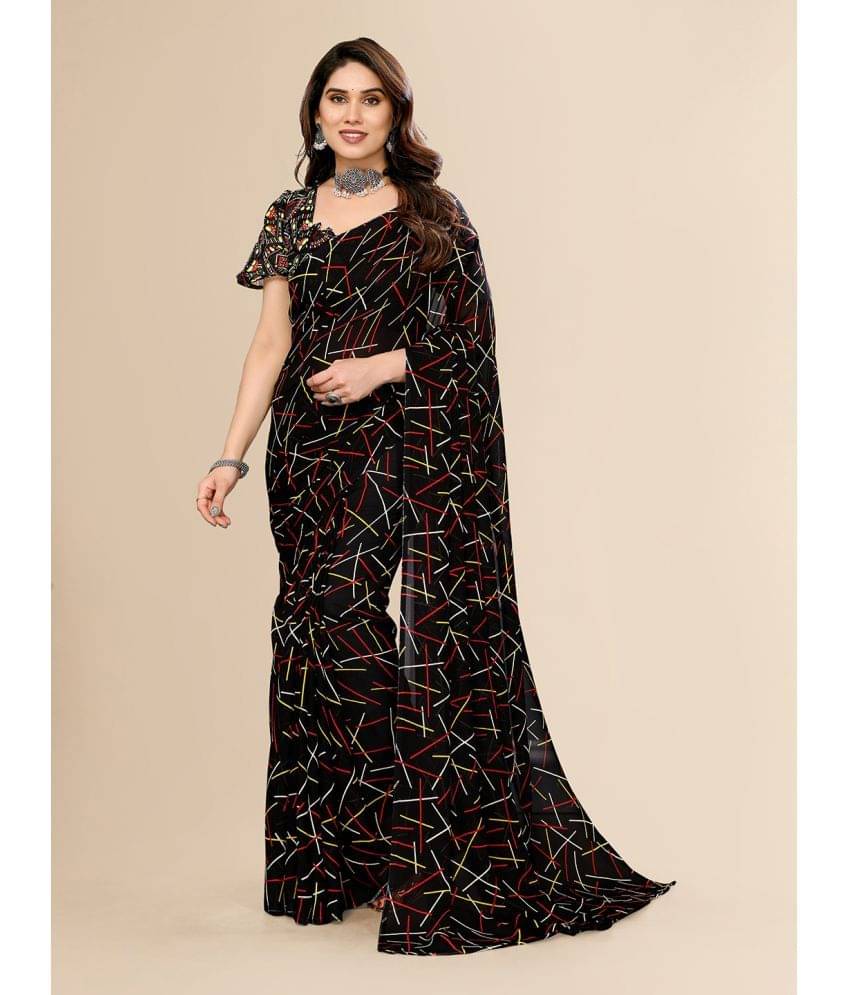     			ANAND SAREES Georgette Printed Saree With Unstitched Blouse Piece ( Black )