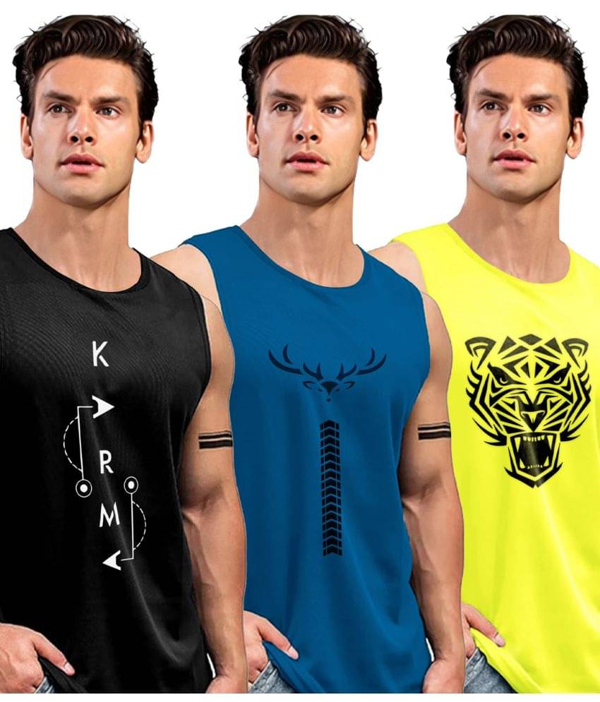     			AUSK Pack of 3 Polyester Gym Vest For Men ( Multicolor )