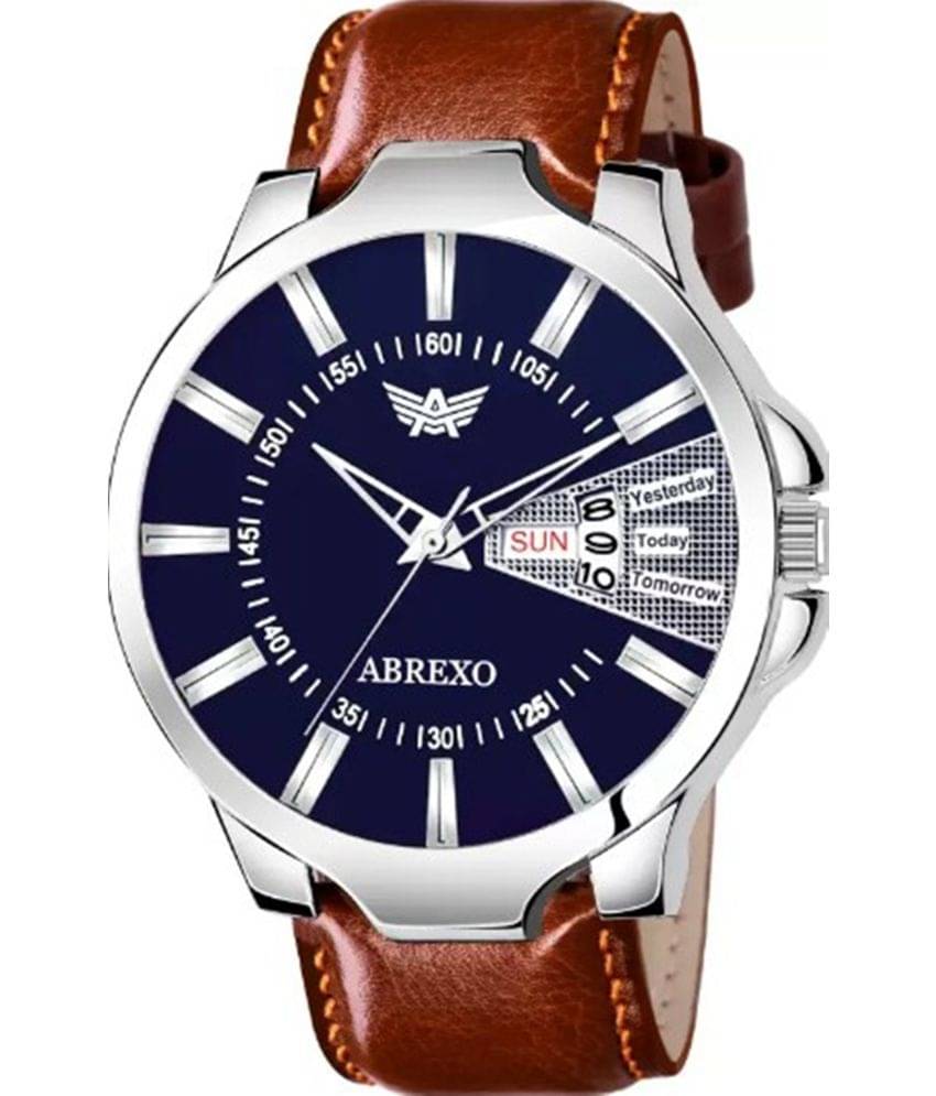     			Abrexo Brown Leather Analog Men's Watch