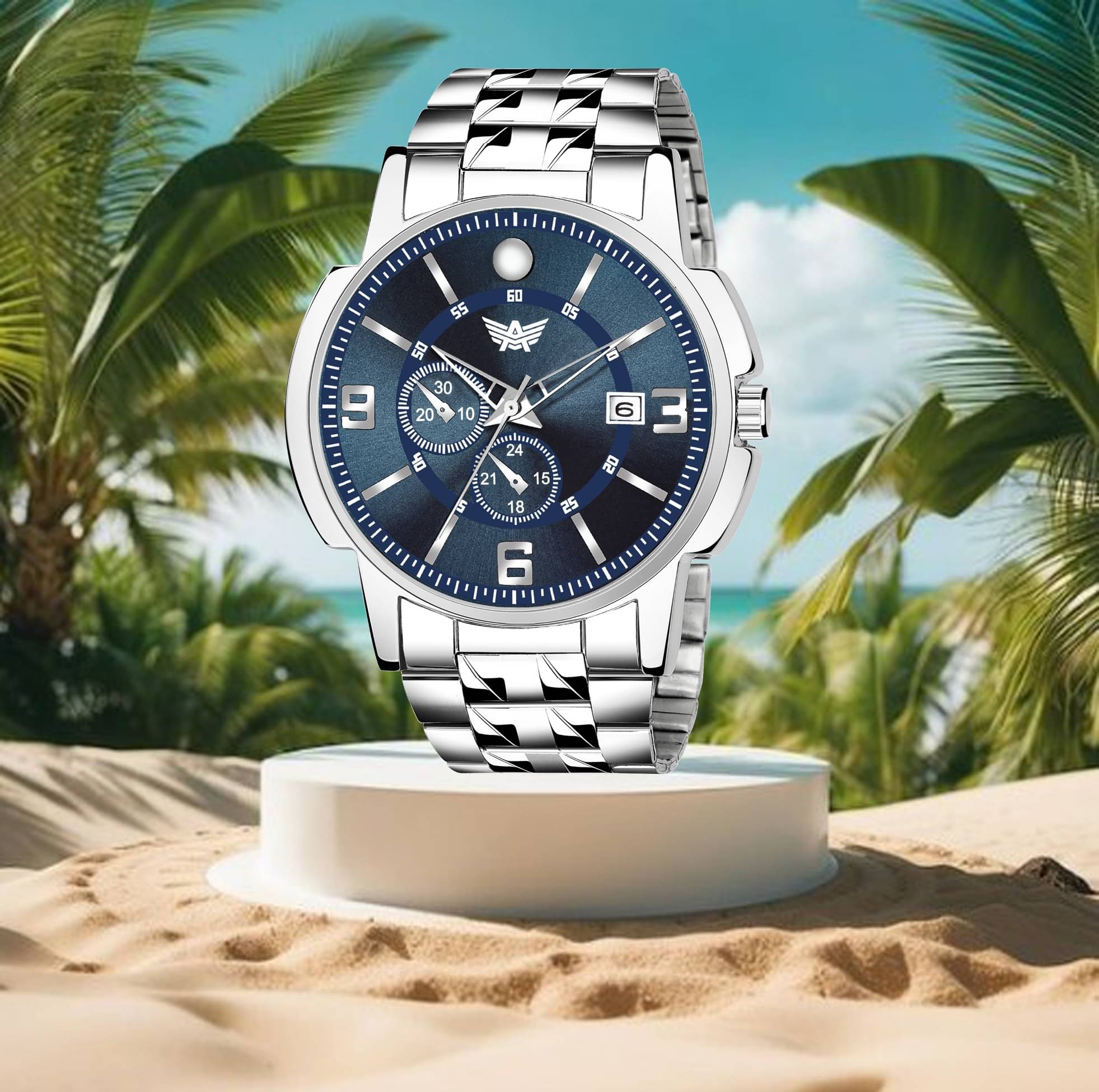     			Abrexo Silver Stainless Steel Analog Men's Watch