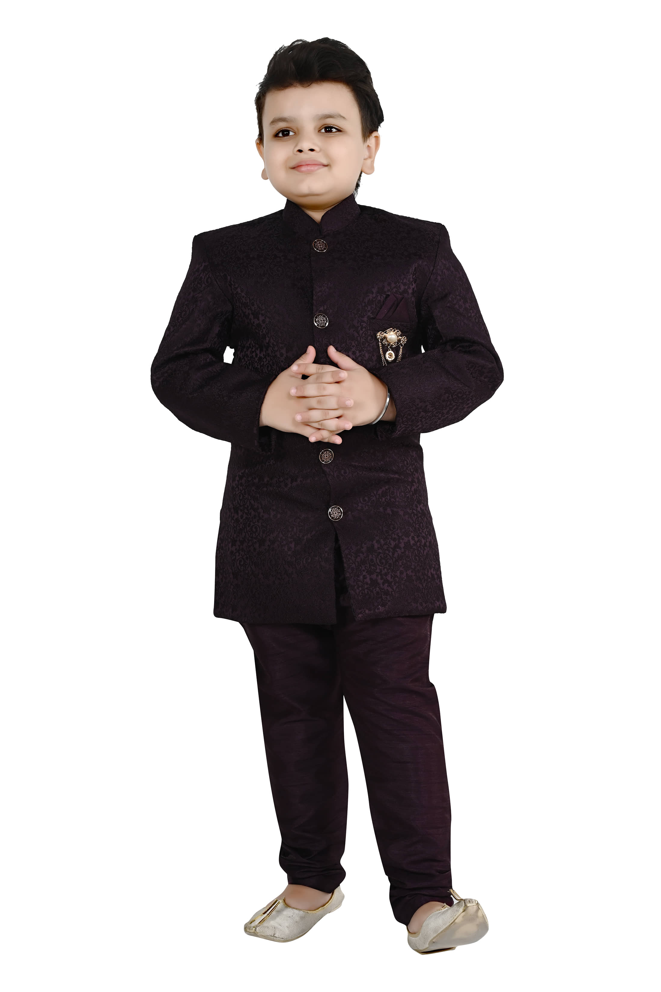 Arshia Fashions Boys Jacquard Wine Sherwani ( Pack of 1 ) - Kurtas & Kurta Sets | Buy online on ZillyBuy