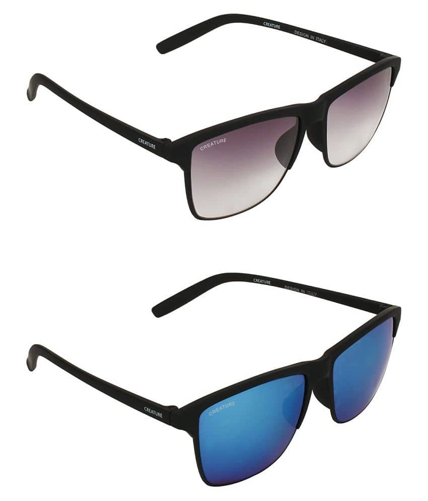Creature Black Rectangular Sunglasses ( Pack of 2 ) - Sunglasses | Buy online on ZillyBuy