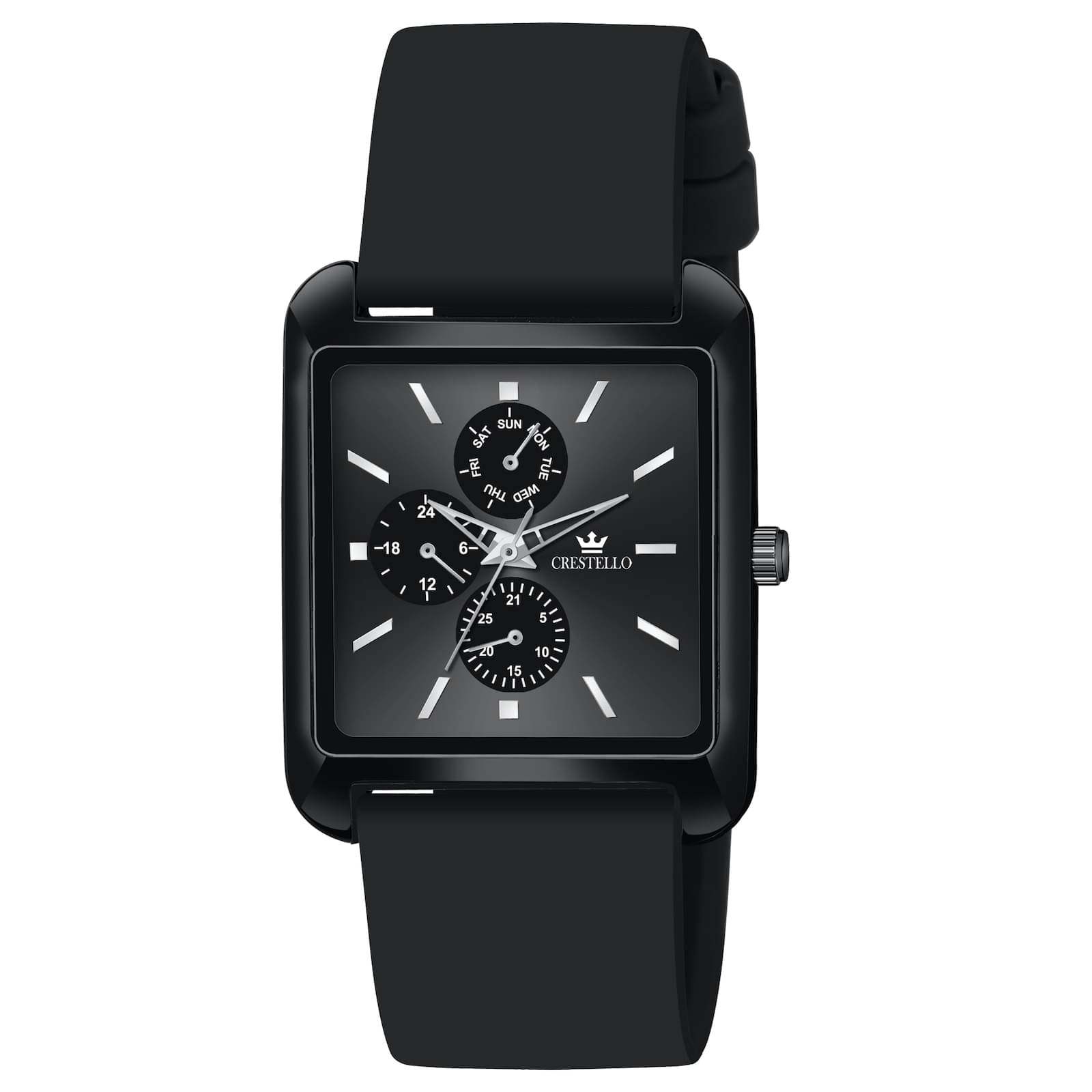     			Crestello Black Silicon Analog Men's Watch