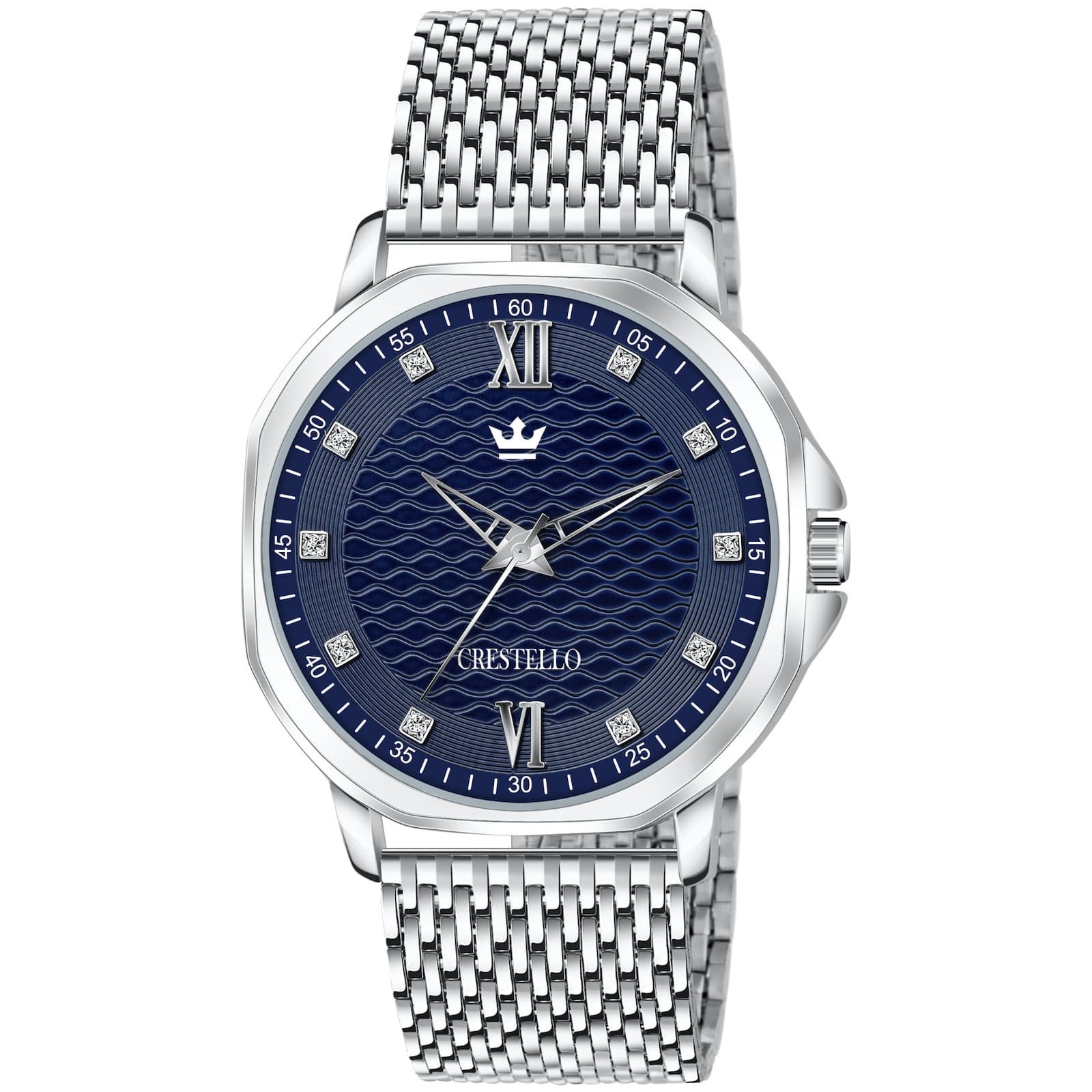     			Crestello Silver Metal Analog Men's Watch