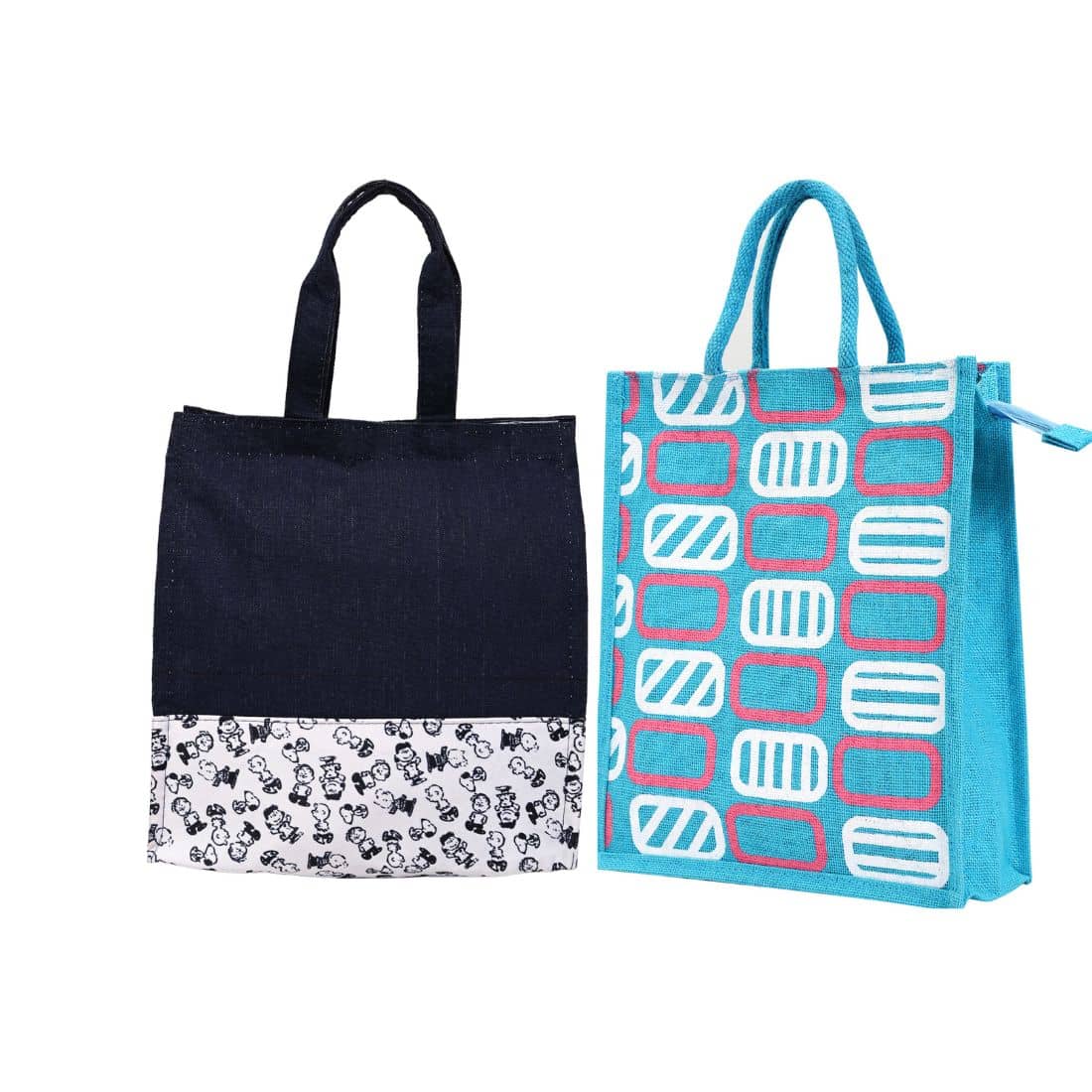 ENSAC Navy Blue Jute Lunch Bag Pack of 2 - Handbags | Buy online on ZillyBuy