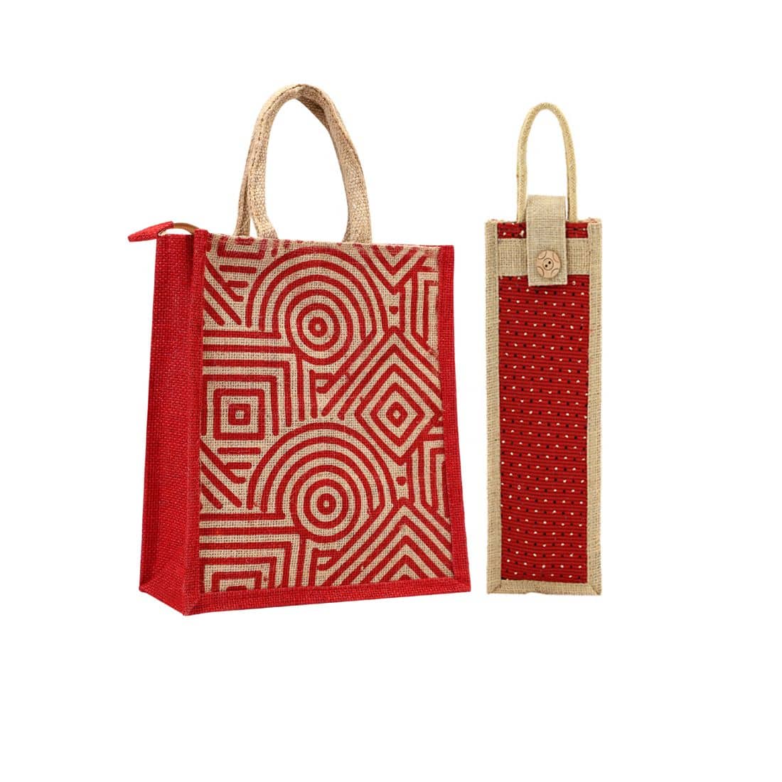 ENSAC Red Jute Lunch Bag Pack of 2 - Handbags | Buy online on ZillyBuy