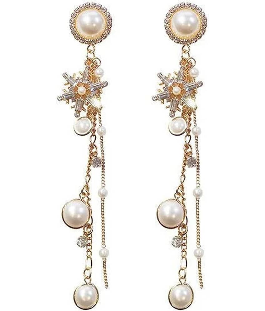 FASHION FRILL Golden Drop Earrings ( Pack of 2 ) - Earrings | Buy online on ZillyBuy