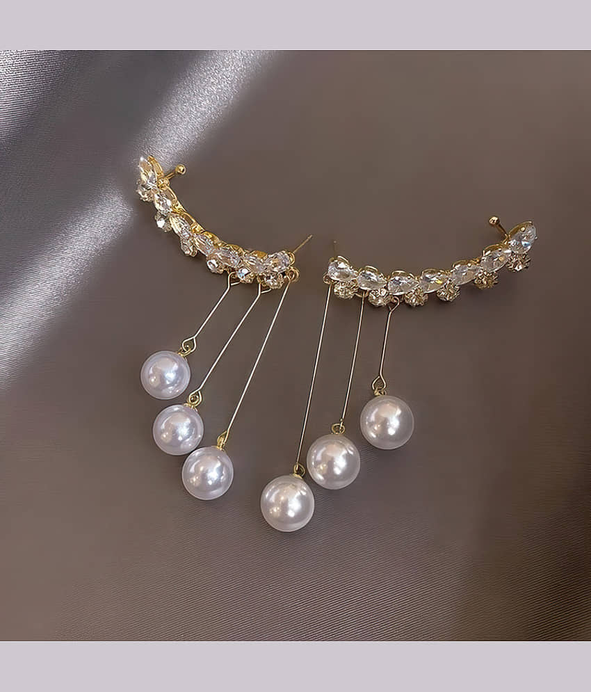 FASHION FRILL Golden Drop Earrings ( Pack of 2 ) - Earrings | Buy online on ZillyBuy