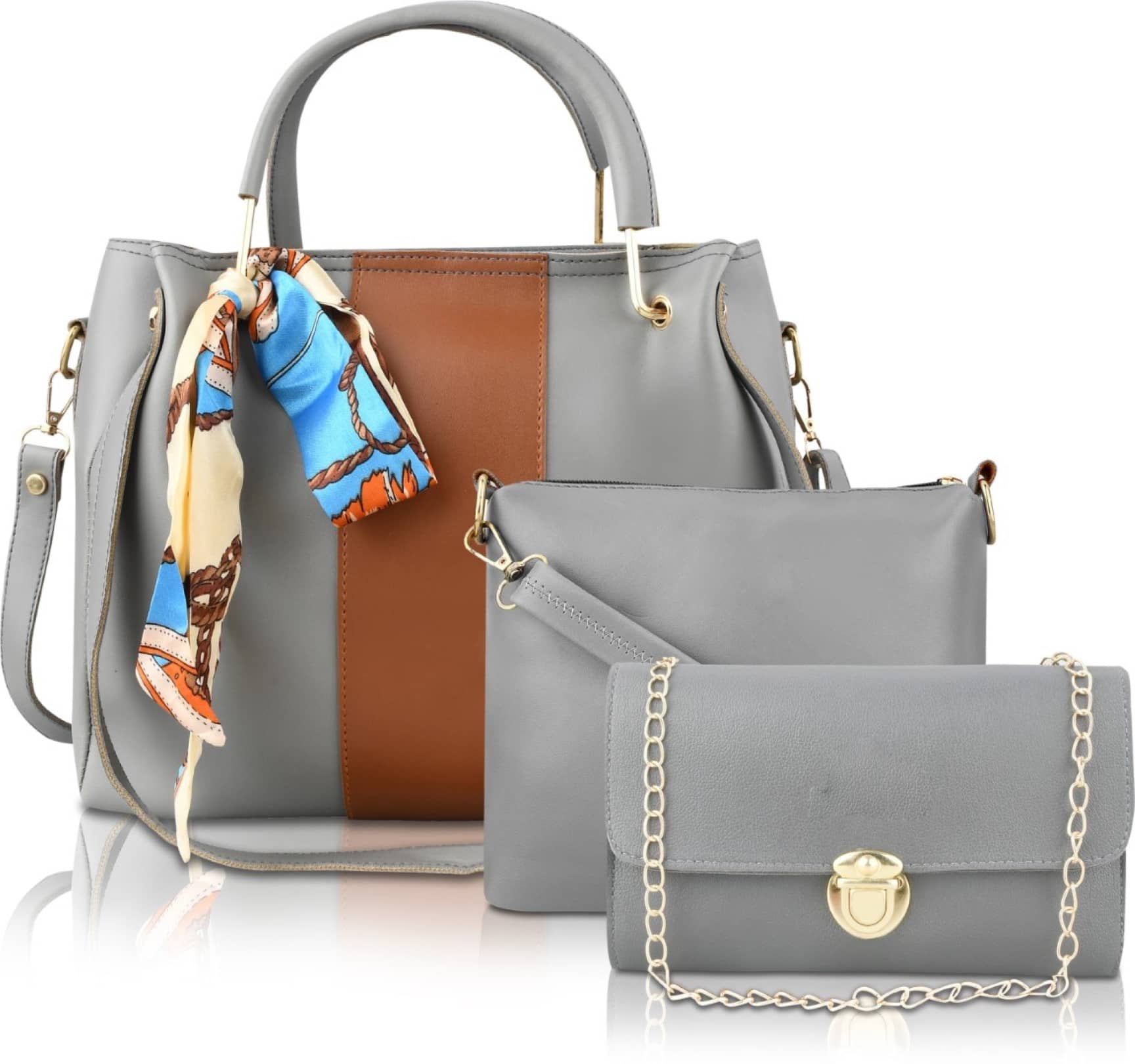 Fargo Light Grey,Brown Artificial Leather Combo - Handbags | Buy online on ZillyBuy