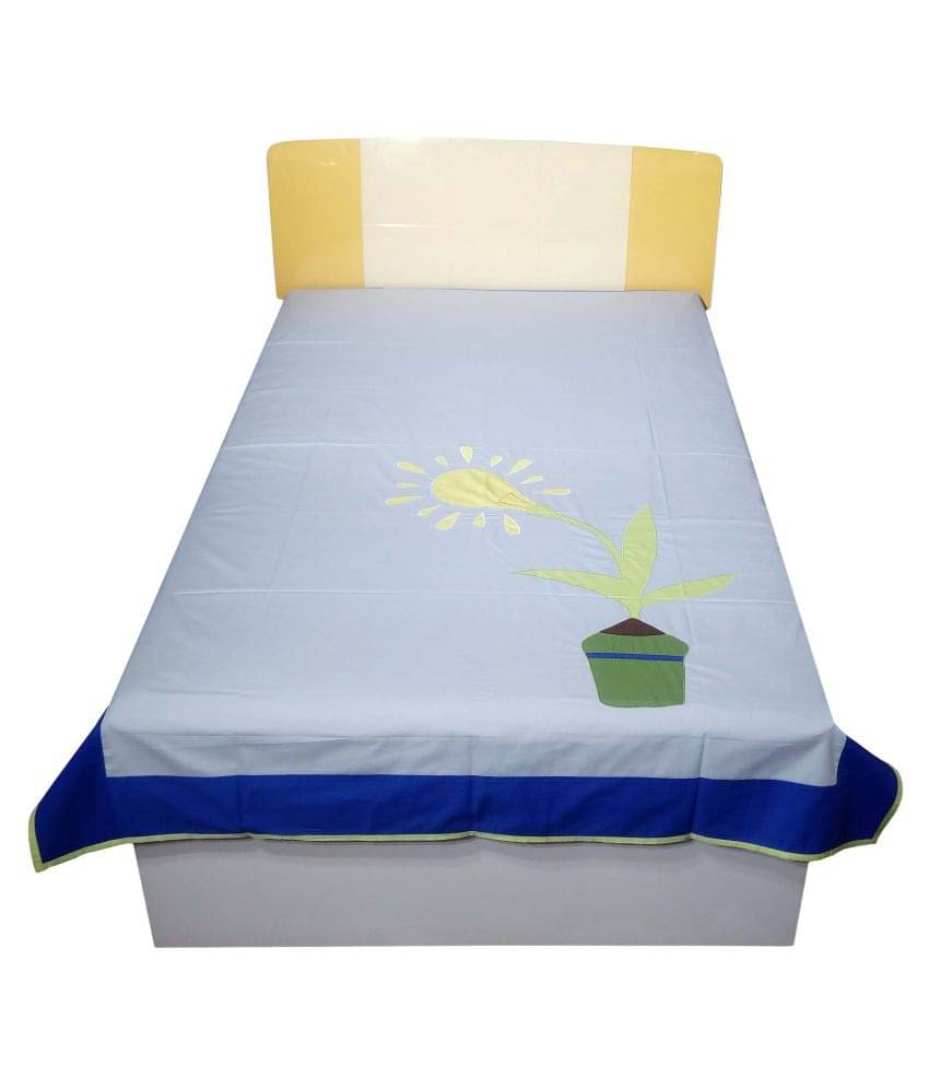     			HUGS N RUGS Cotton 1 Single Bedsheet without Pillow cover ( Blue )