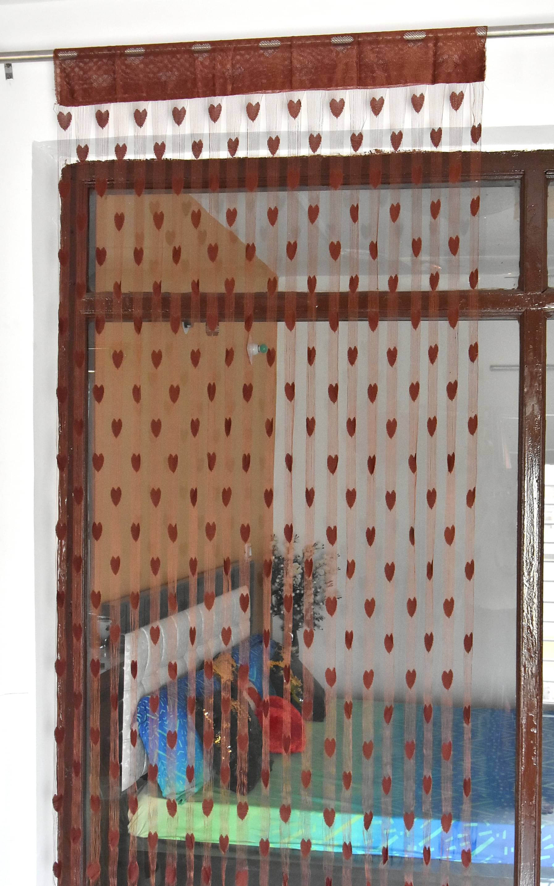     			Handloomwala Abstract Semi-Transparent Rod Pocket Curtain 6.5 ft ( Pack of 1 ) - Brown
