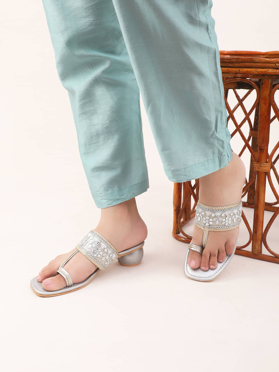 JM Looks Silver Women's Slip On Heels     			JM Looks Silver Women's Slip On Heels