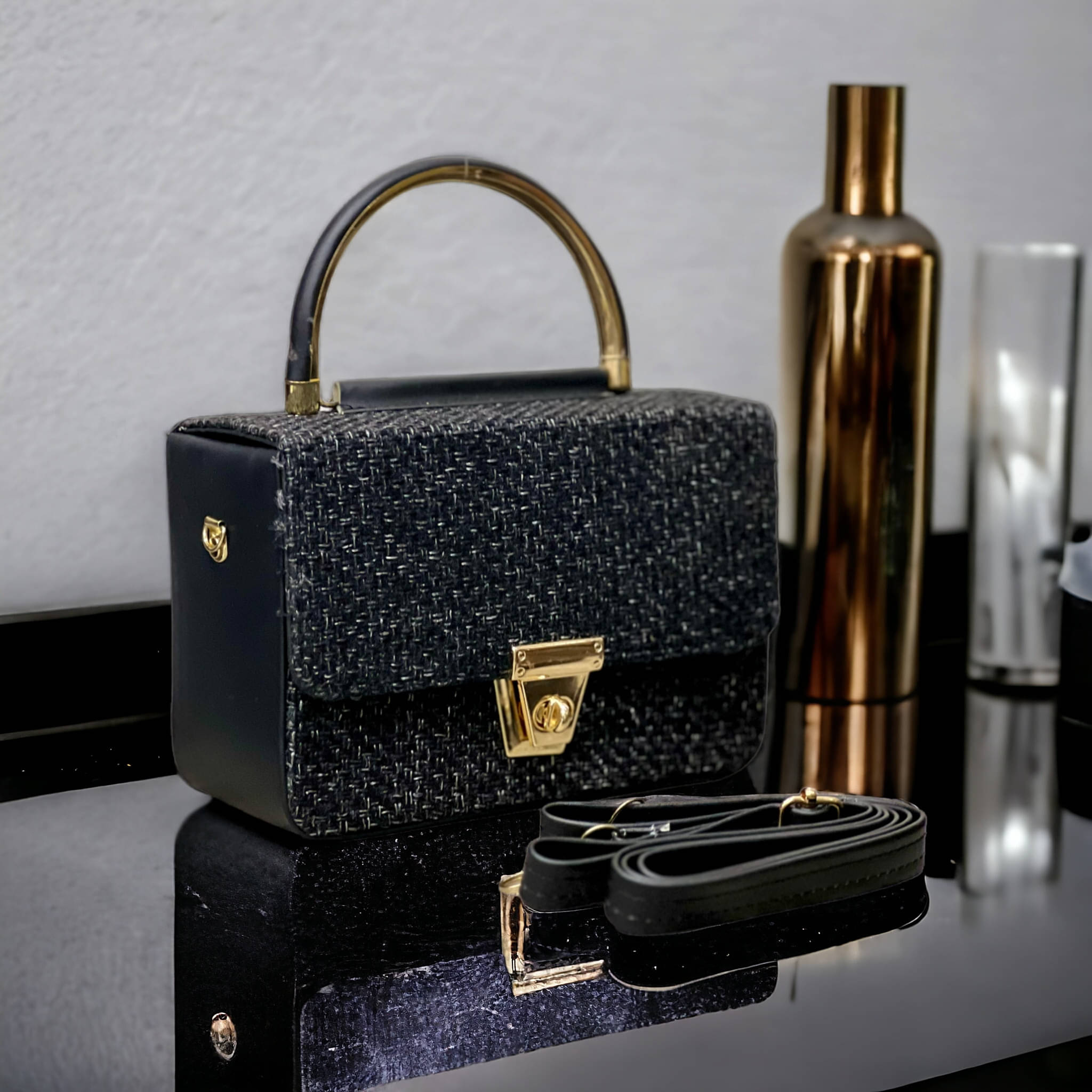     			Jazzberry Black PU Sling Bag