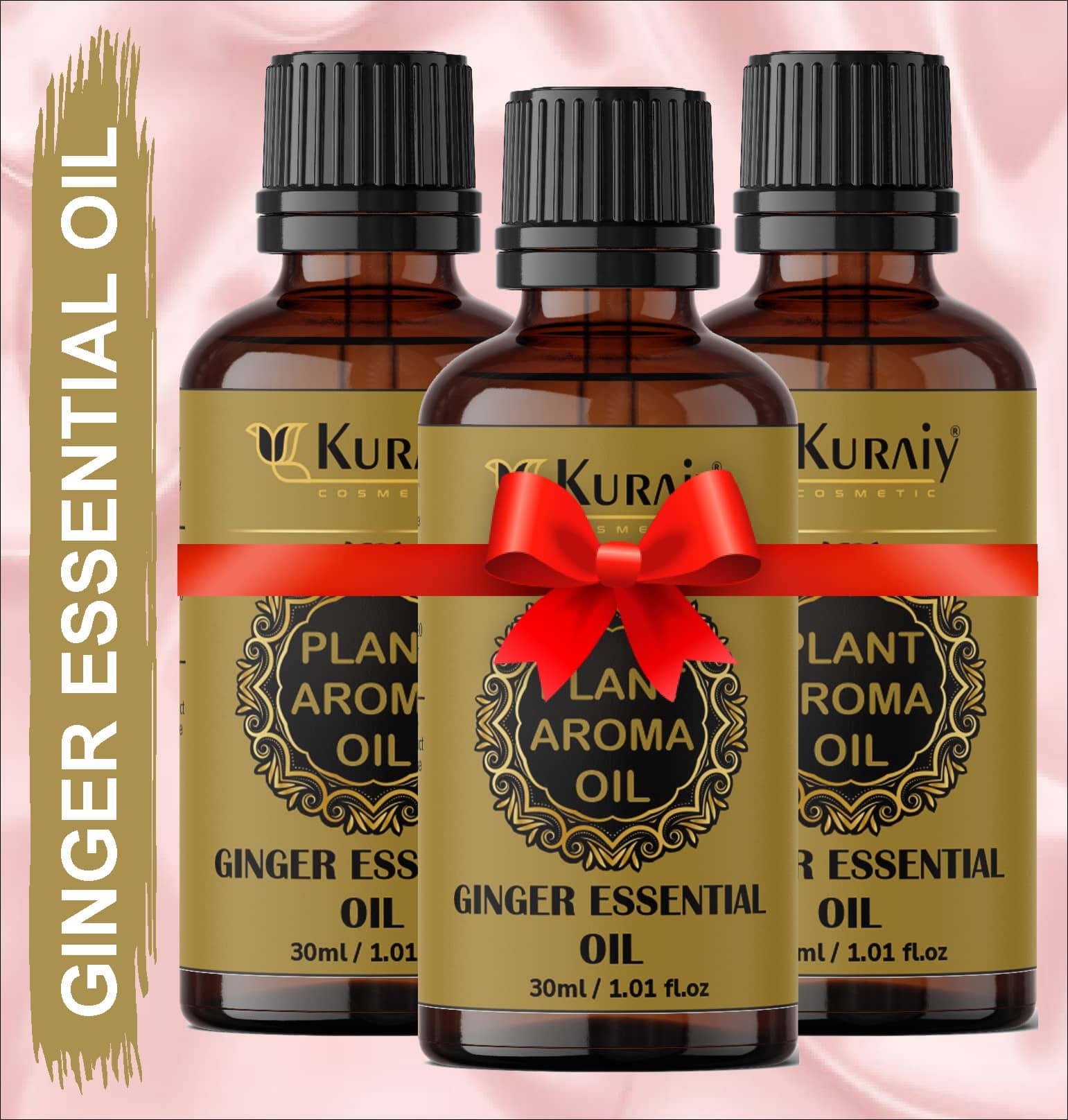 Kuraiy Ginger Oil, For Belly Fat Reduction For Weight Loss( 30 ml) Pack of 3