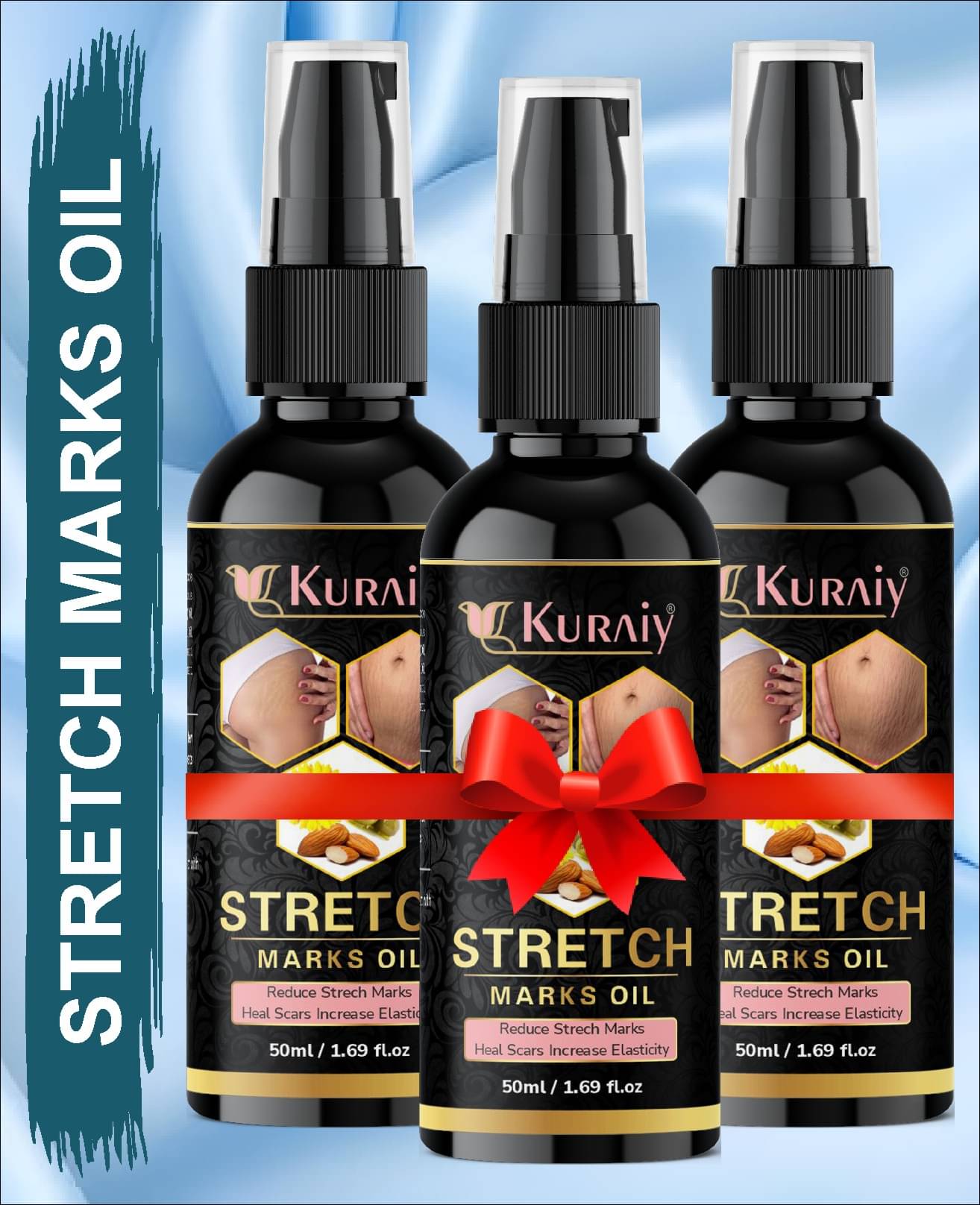 Kuraiy stretch Oil for Stretch Marks Removal Post Pregnancy stretch mark oil (50 ml) Pack of 3 Kuraiy stretch Oil for Stretch Marks Removal Post Pregnancy stretch mark oil (50 ml) Pack of 3