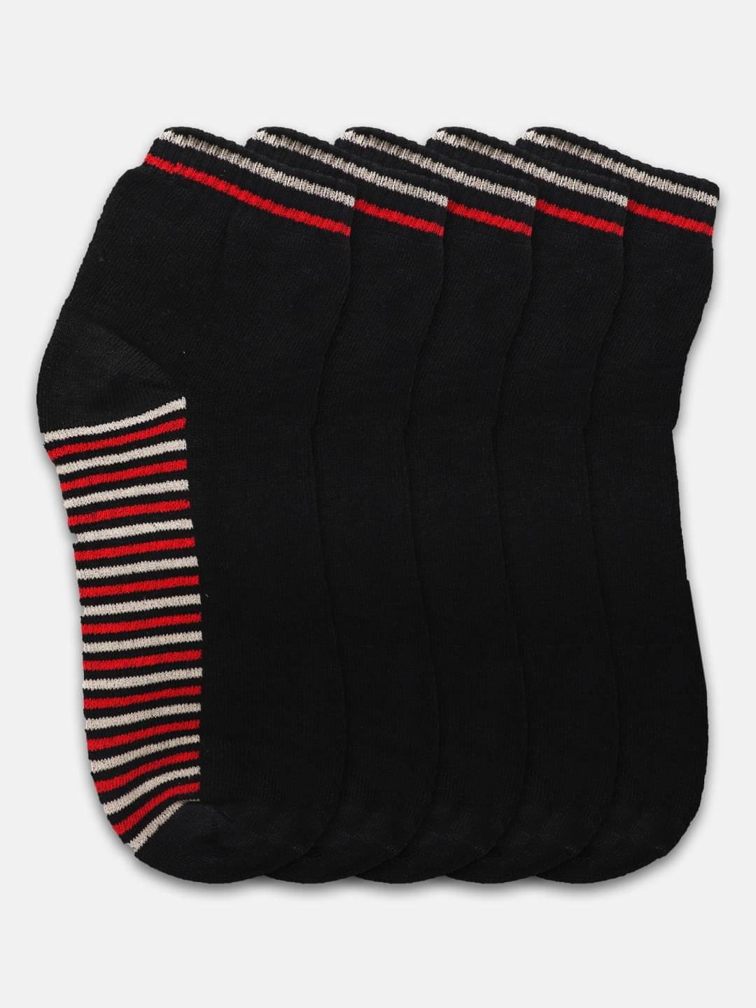 Kolor Fusion Cotton Blend Men's Striped Black Ankle Length Socks ( Pack of 5 ) Kolor Fusion Cotton Blend Men's Striped Black Ankle Length Socks ( Pack of 5 )