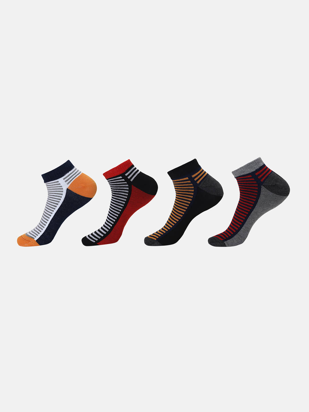 Kolor Fusion Cotton Blend Men's Striped Multicolor Ankle Length Socks ( Pack of 4 ) - Socks | Buy online on ZillyBuy