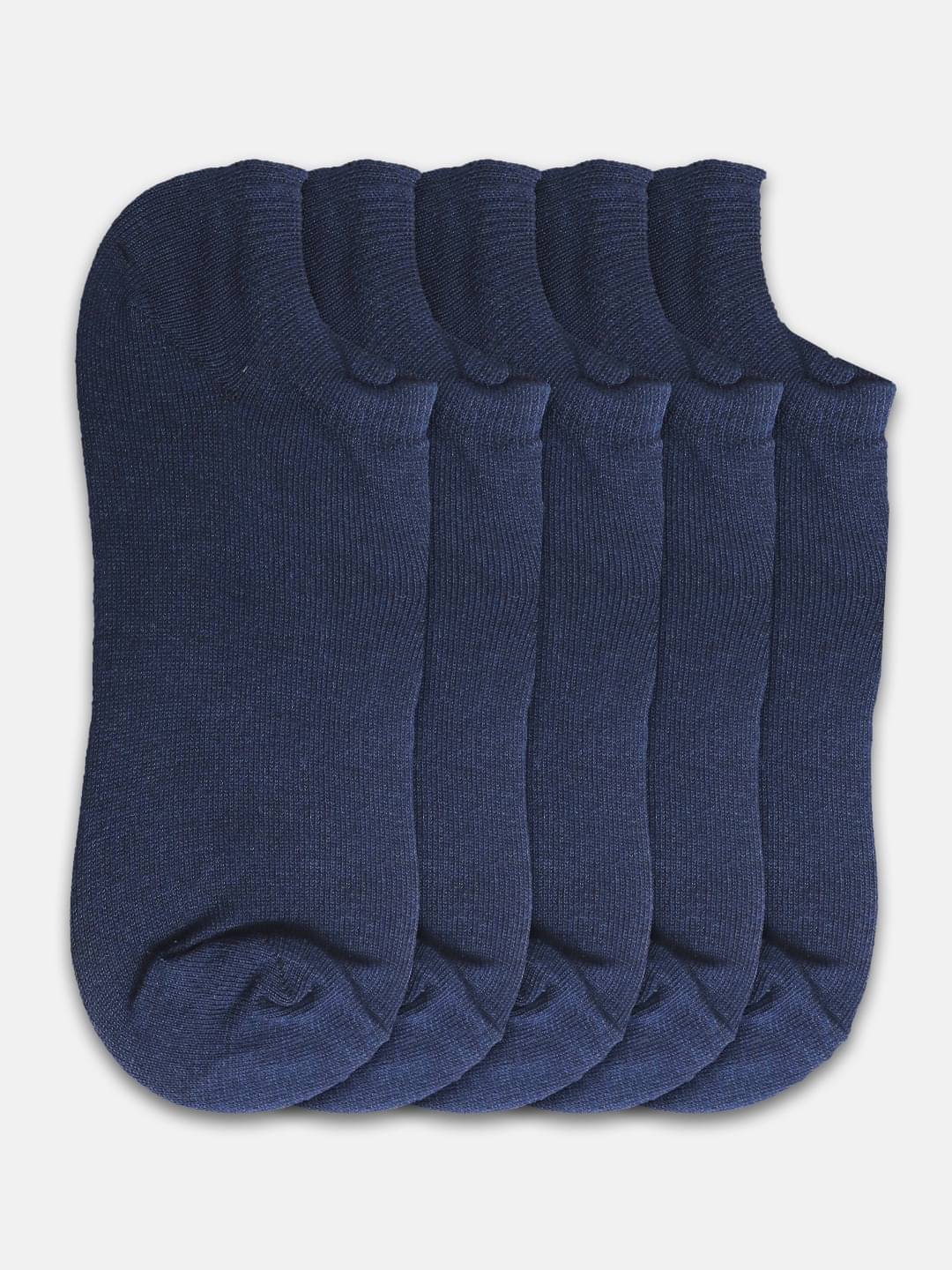 Kolor Fusion Cotton Blend Men's Solid Blue Low Cut Socks ( Pack of 5 ) Kolor Fusion Cotton Blend Men's Solid Blue Low Cut Socks ( Pack of 5 )