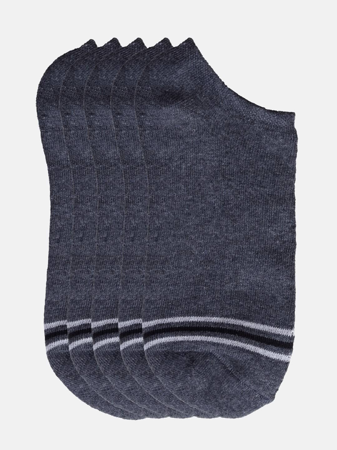 Kolor Fusion Cotton Blend Men's Striped Dark Grey Ankle Length Socks ( Pack of 5 ) - Socks | Buy online on ZillyBuy